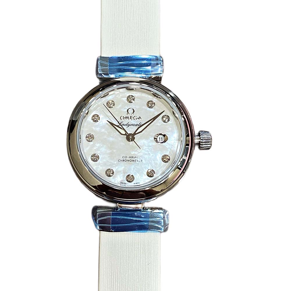 Omega LadyMatic Rose Gold & Steel Diamond Mother of Pearl Dial
