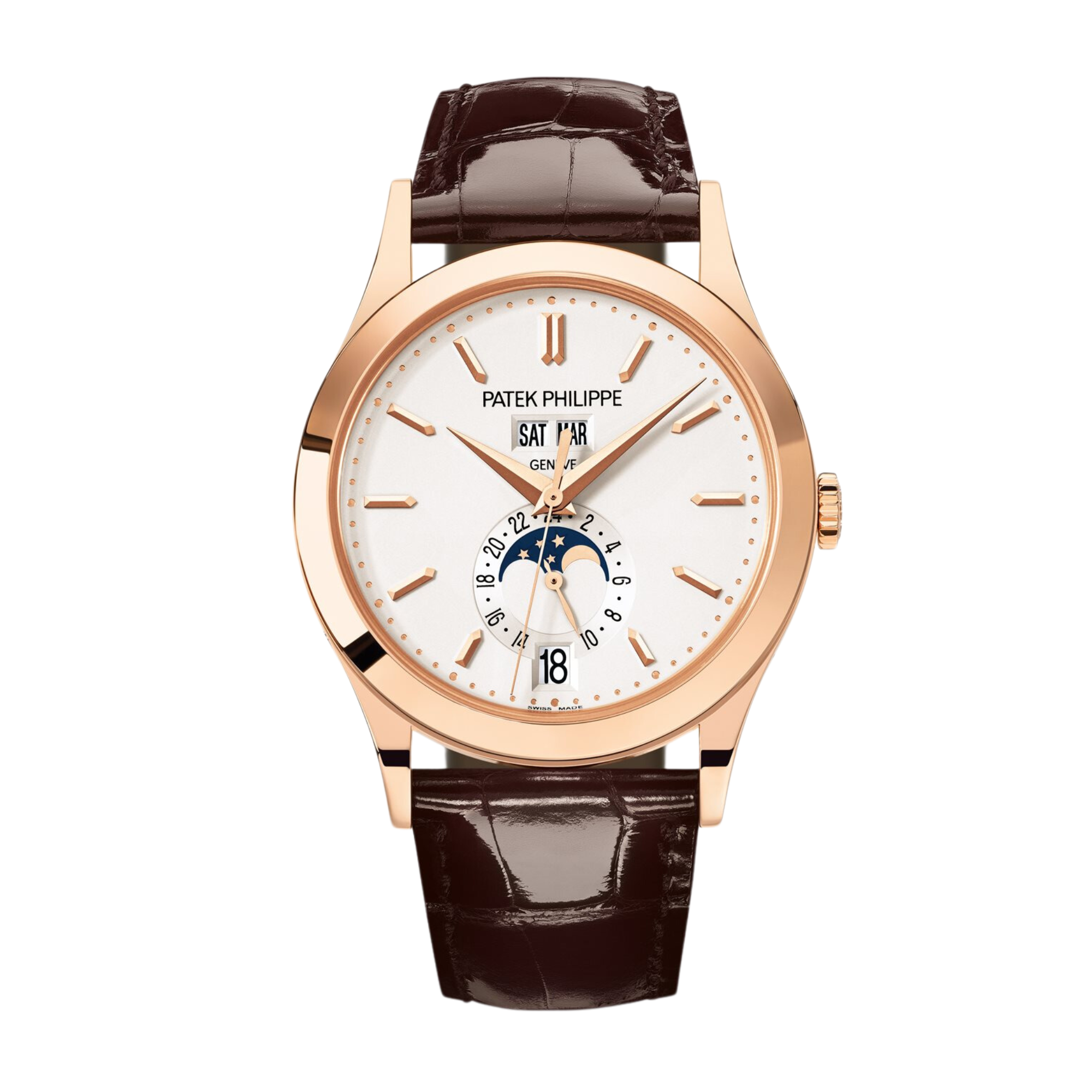 Annual Calendar Rose Gold Silver Dial 38mm Product Image