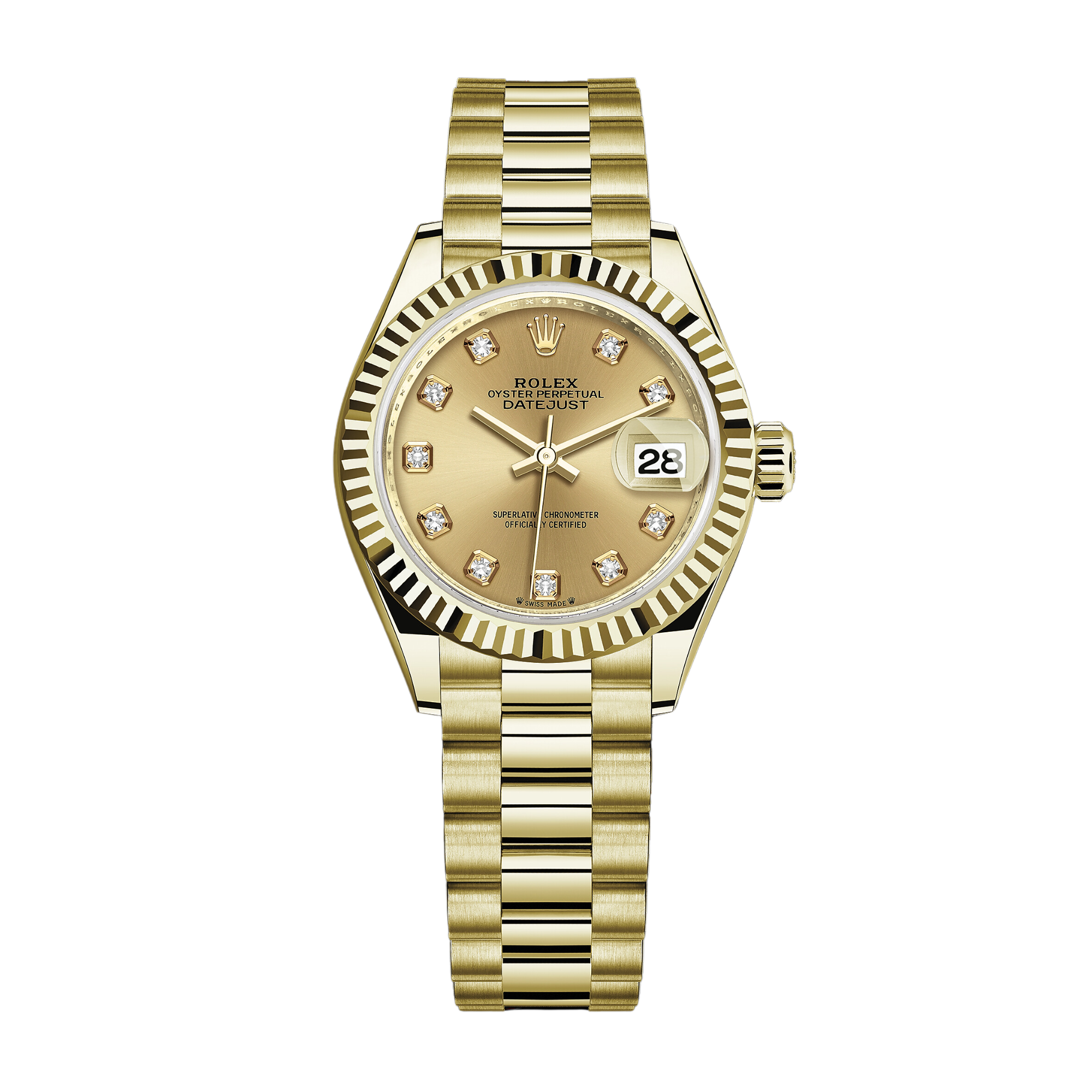 Lady-Datejust Yellow Gold President Champagne Dial 28mm Product Image