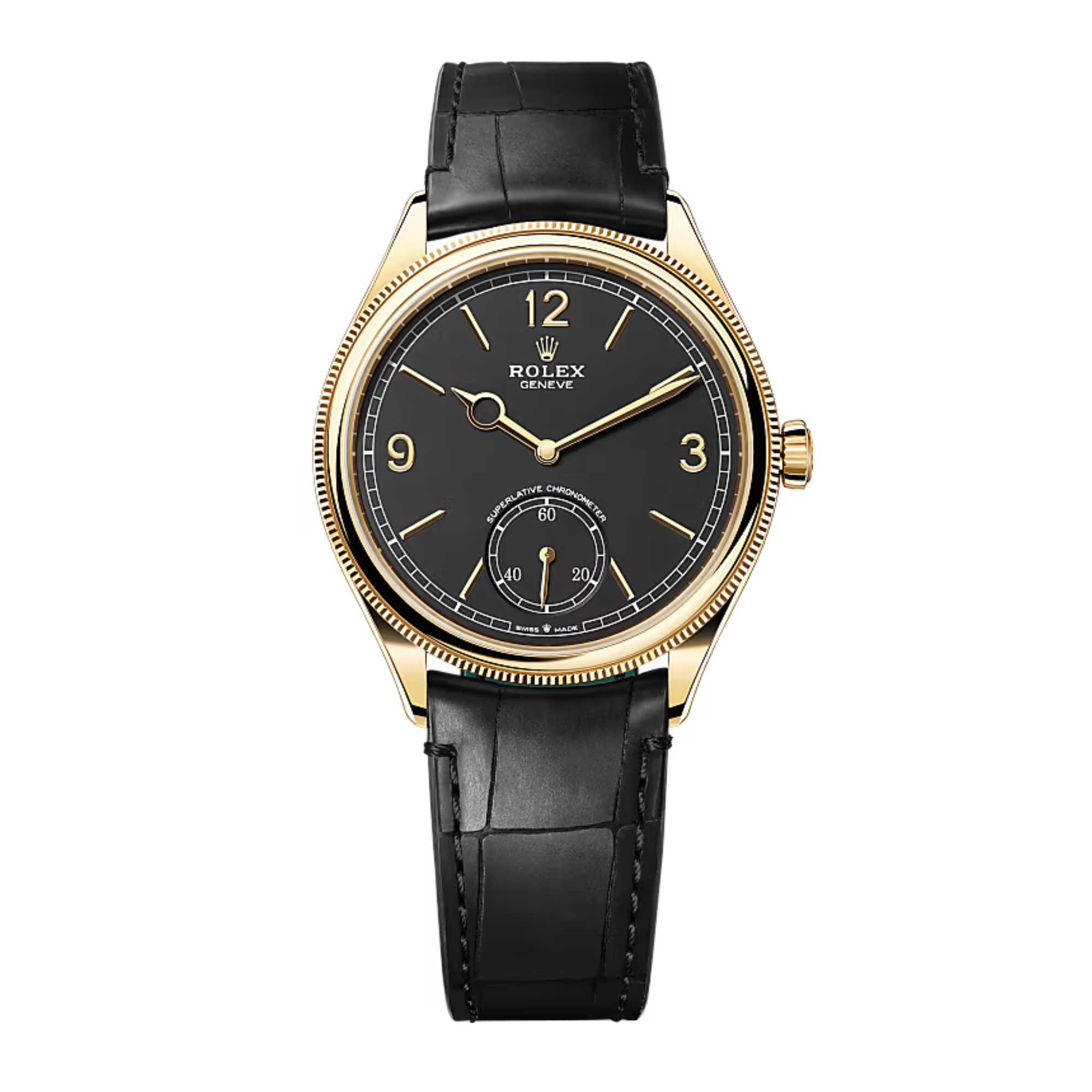 Rolex Perpetual 1908 White Gold Black Dial Domed/Fluted