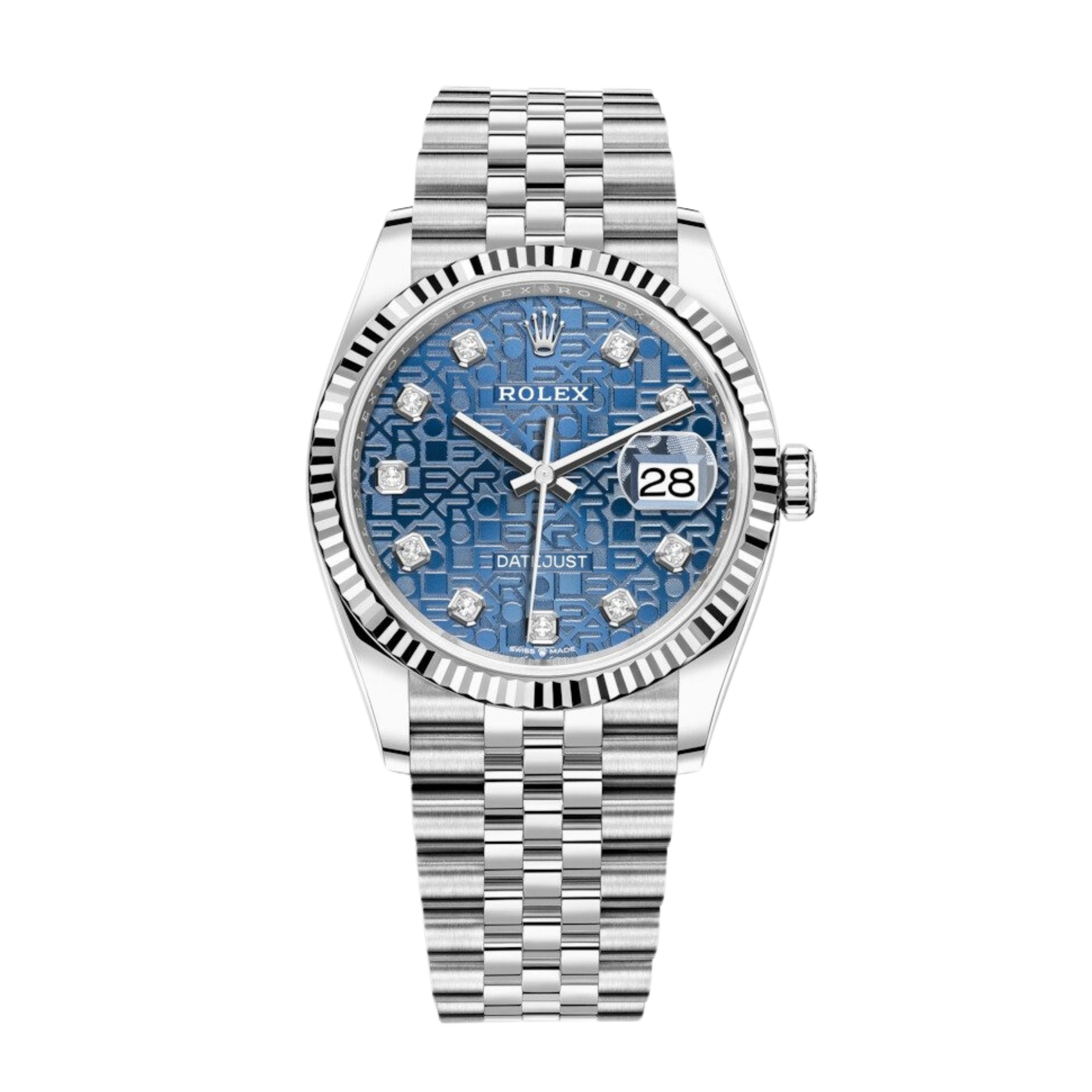 OD CHIENMERU6　9497 100m Rolex Datejust Steel Diamond Jubilee Blue Dial 36mm
