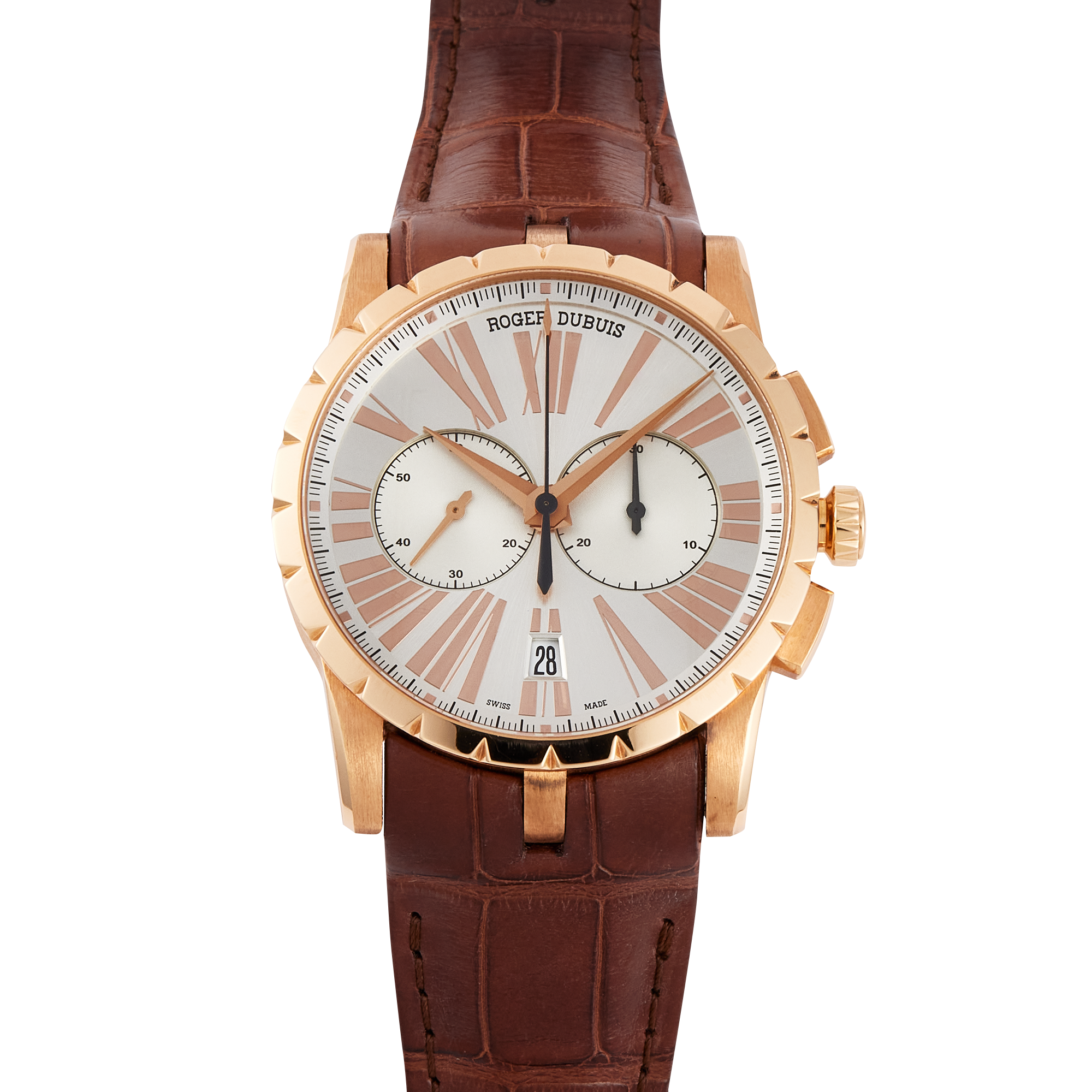 Excalibur Chronograph Rose Gold Silver Dial 42mm Product Image 1