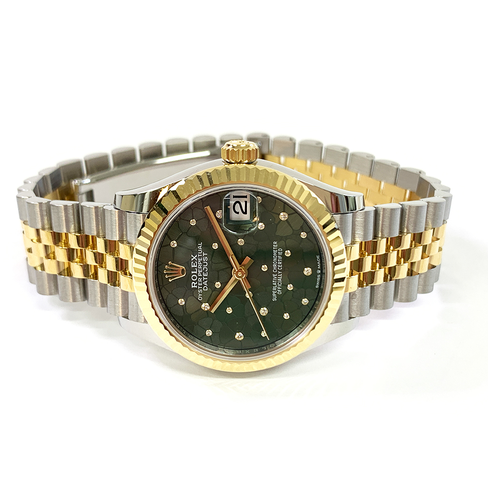 Datejust Yellow Gold & Steel Green Floral Dial 31mm Product Image 3