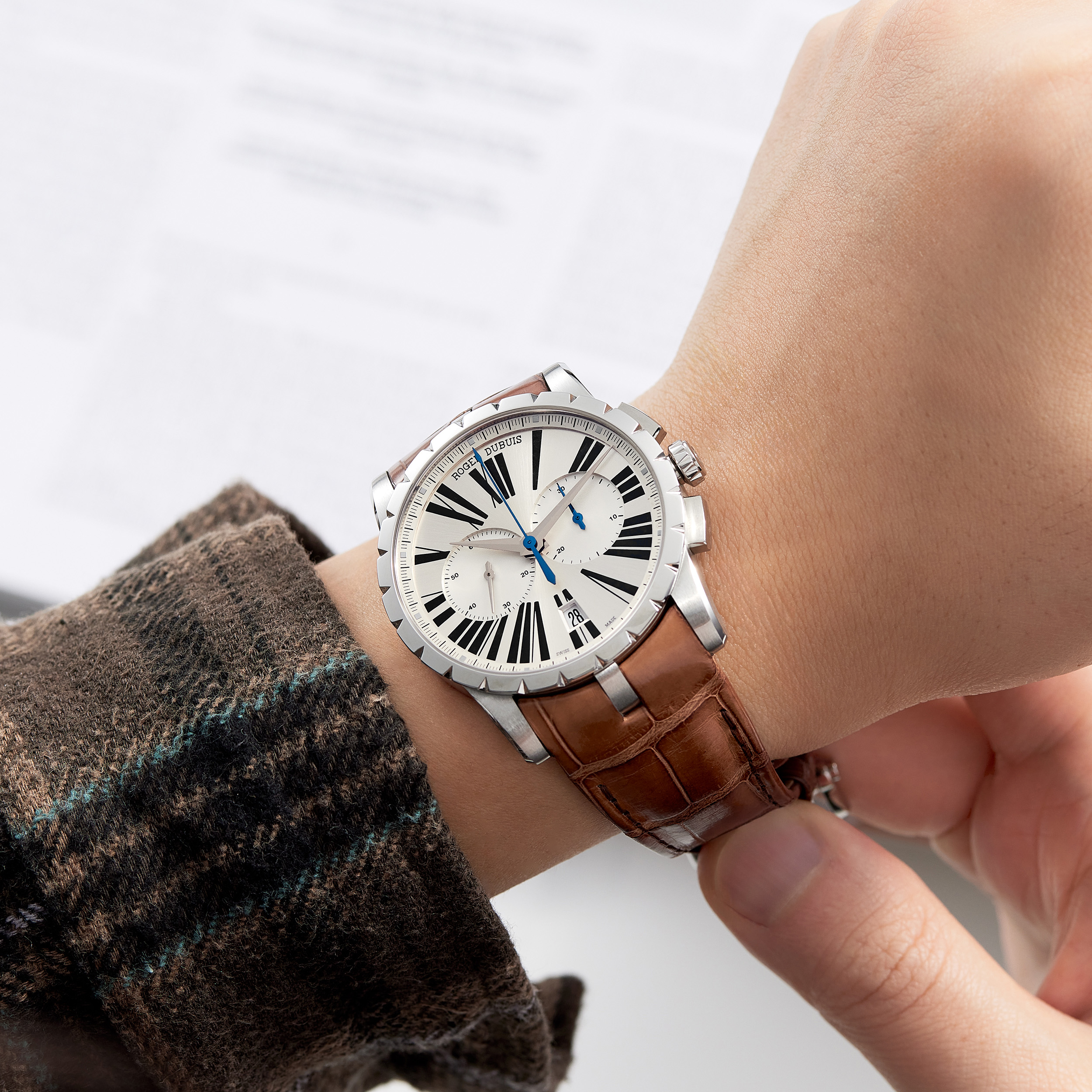 Excalibur Chronograph Steel Silver Dial 42mm Product Image