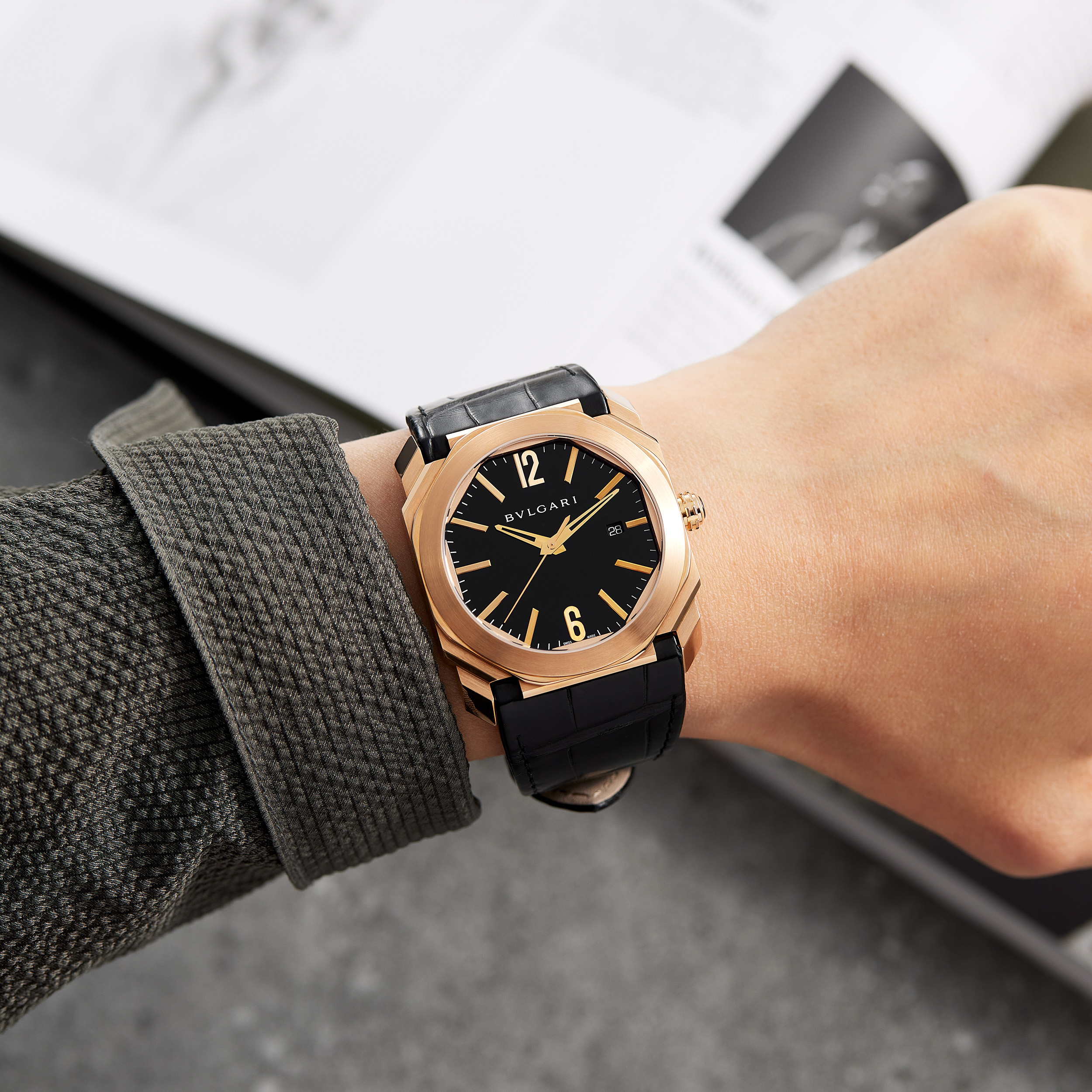 Bulgari Octo Solotempo Rose Gold Black Dial 41mm BGOP41GL - Make