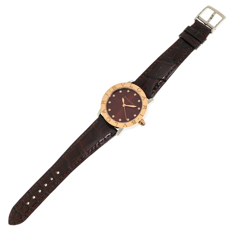 Bulgari Rose Gold & Steel Red Dial 33mm Product Image 4