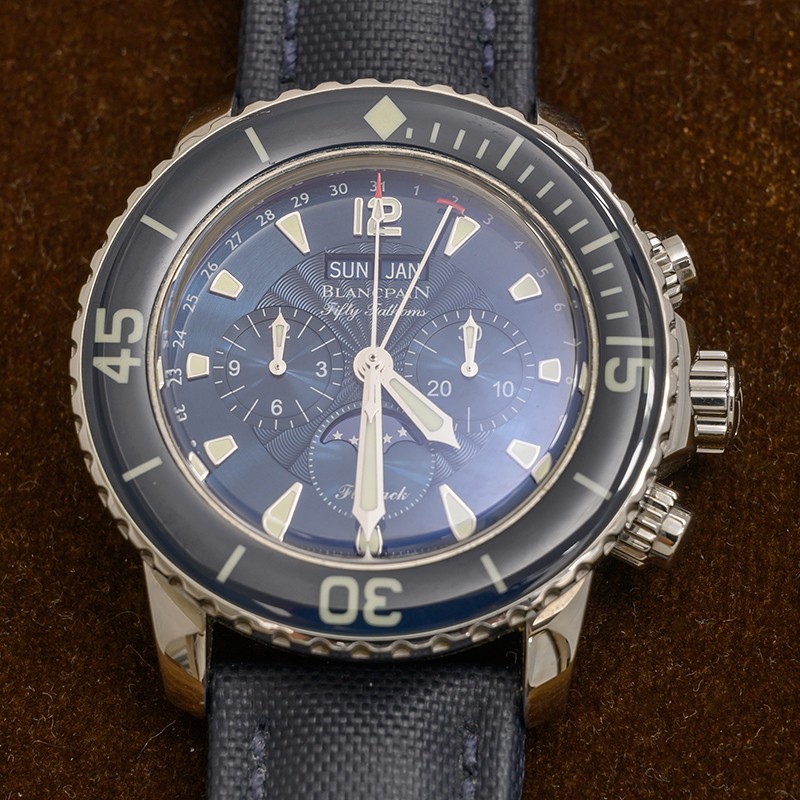 Fifty Fathoms Chronograph Quantieme Complet Steel Blue Dial 45mm Product Image 1