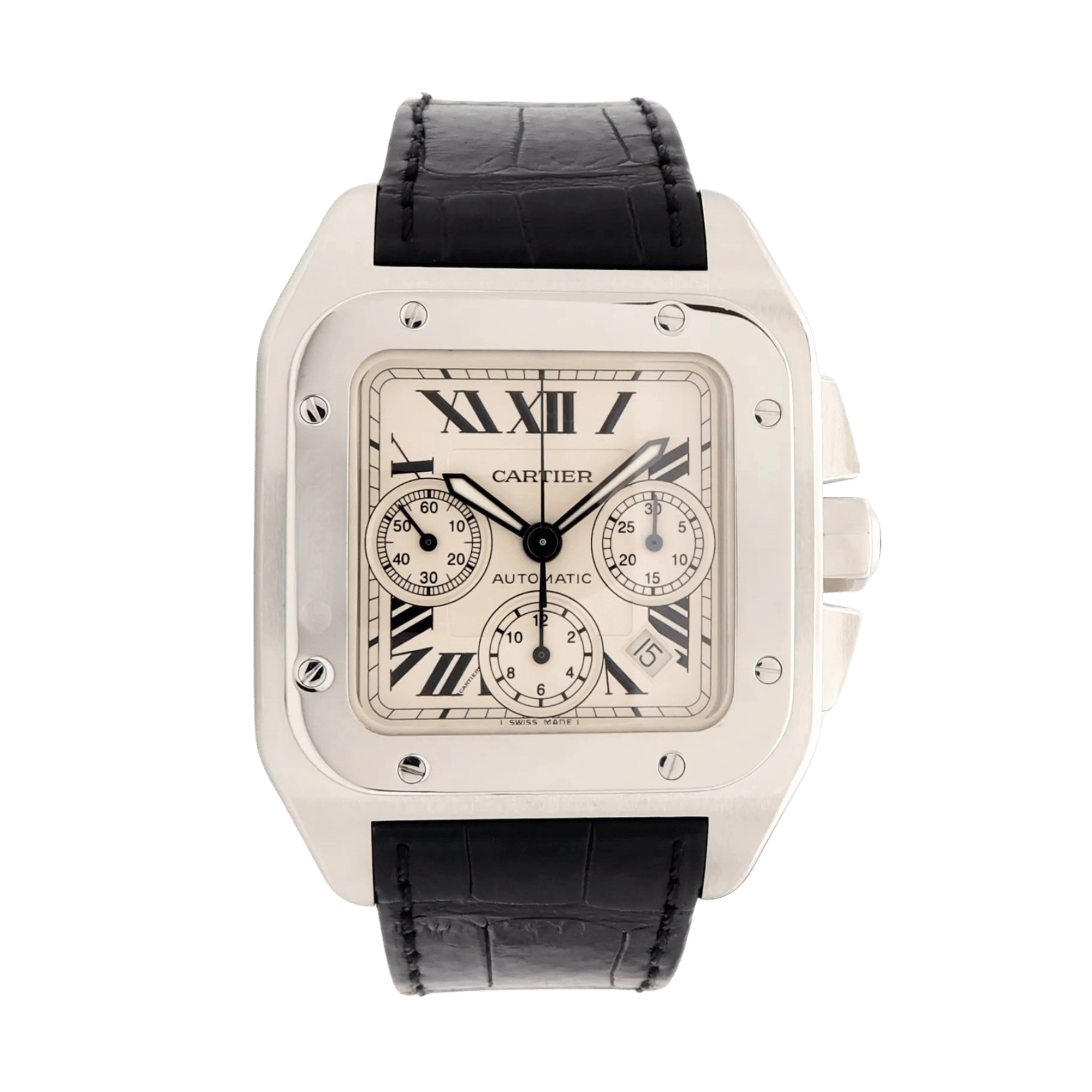 Santos 100 Chronograph Steel White Dial 42mm Product Image