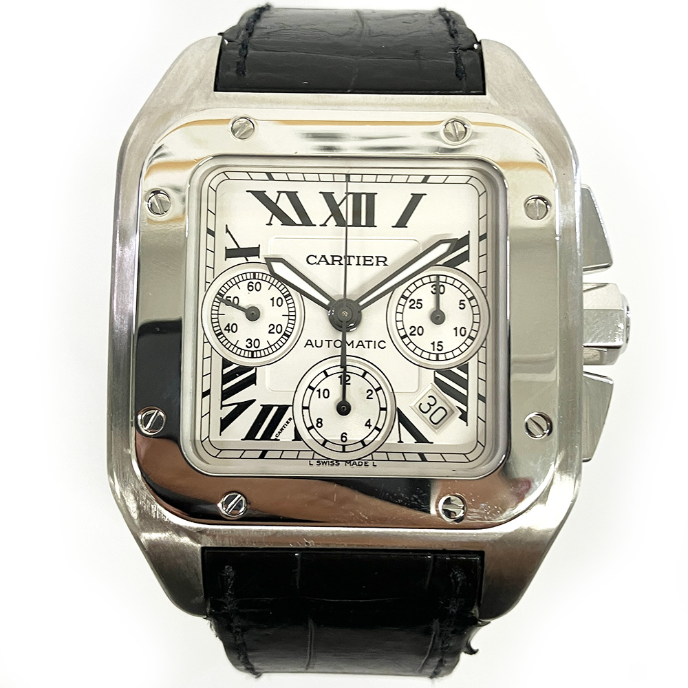 Santos 100 Chronograph Steel White Dial 42mm Product Image 2