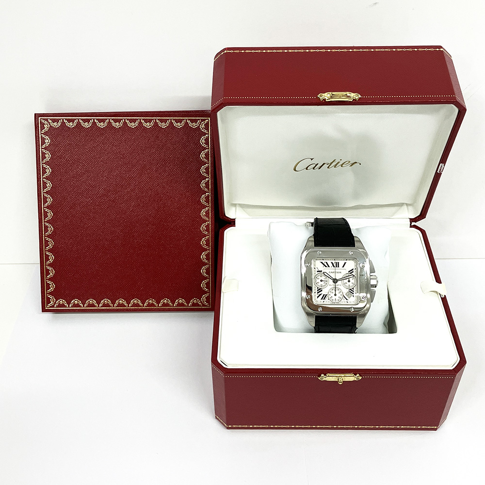 Santos 100 Chronograph Steel White Dial 42mm Product Image 6