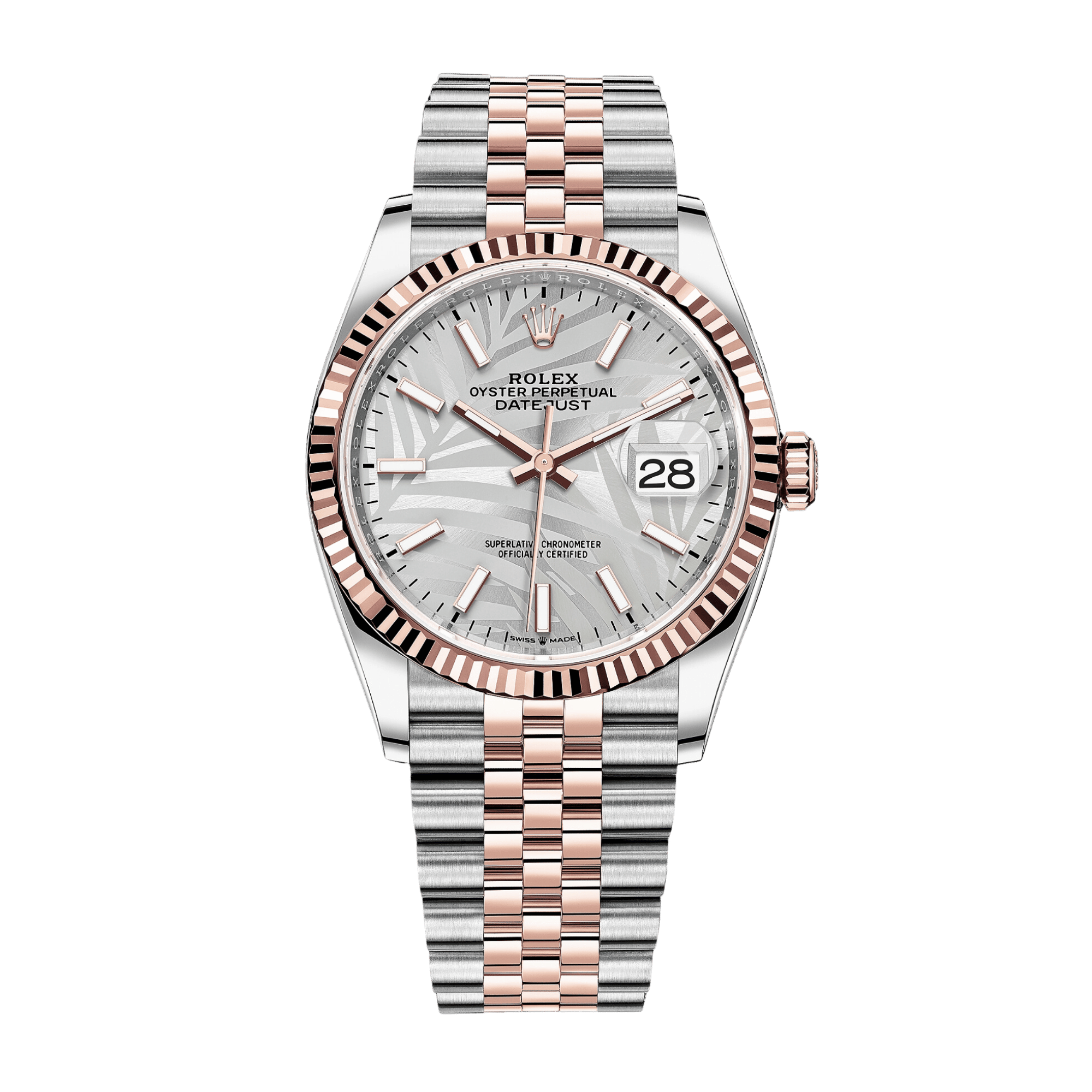 Datejust 36 Rose Gold & Stainless Steel Jubilee Silver Palm Dial Product Image