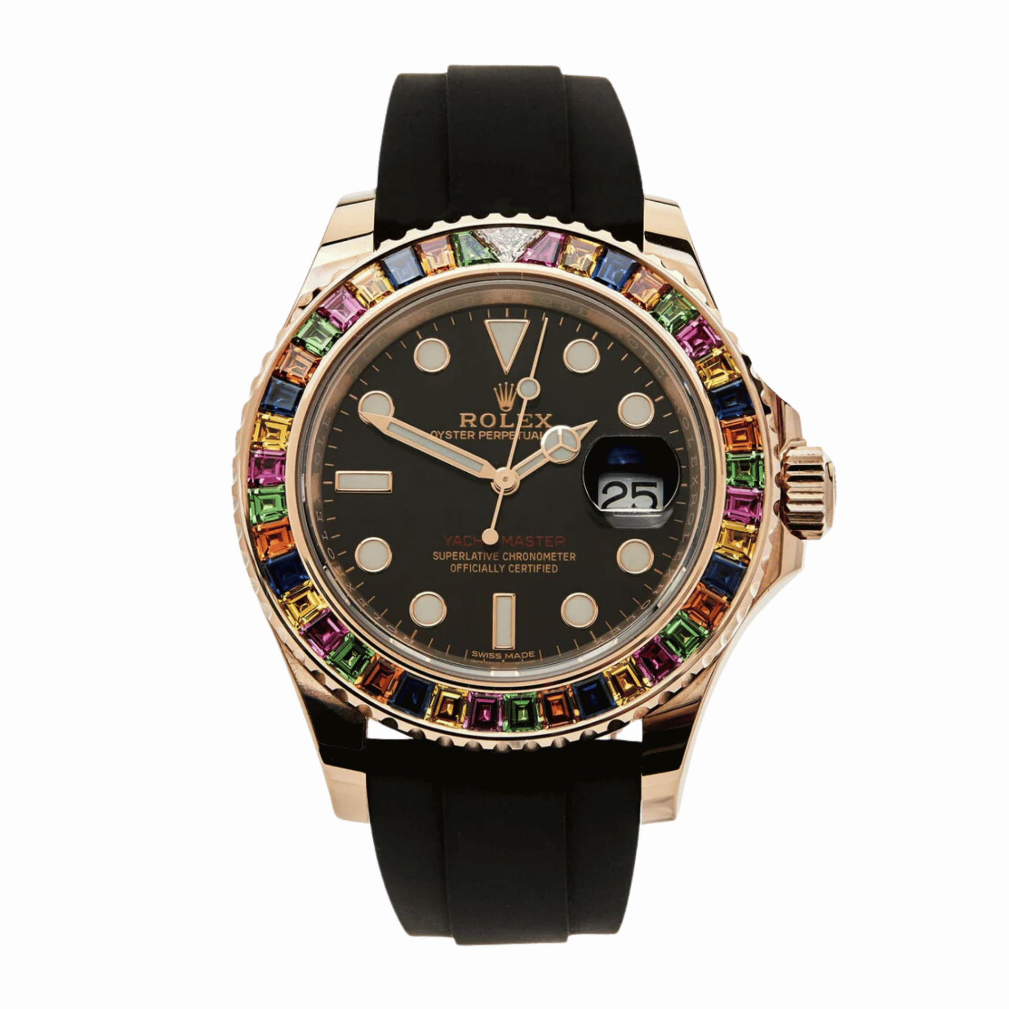 Yacht-Master Rose Gold Rainbow Sapphire Black Dial 40mm Product Image