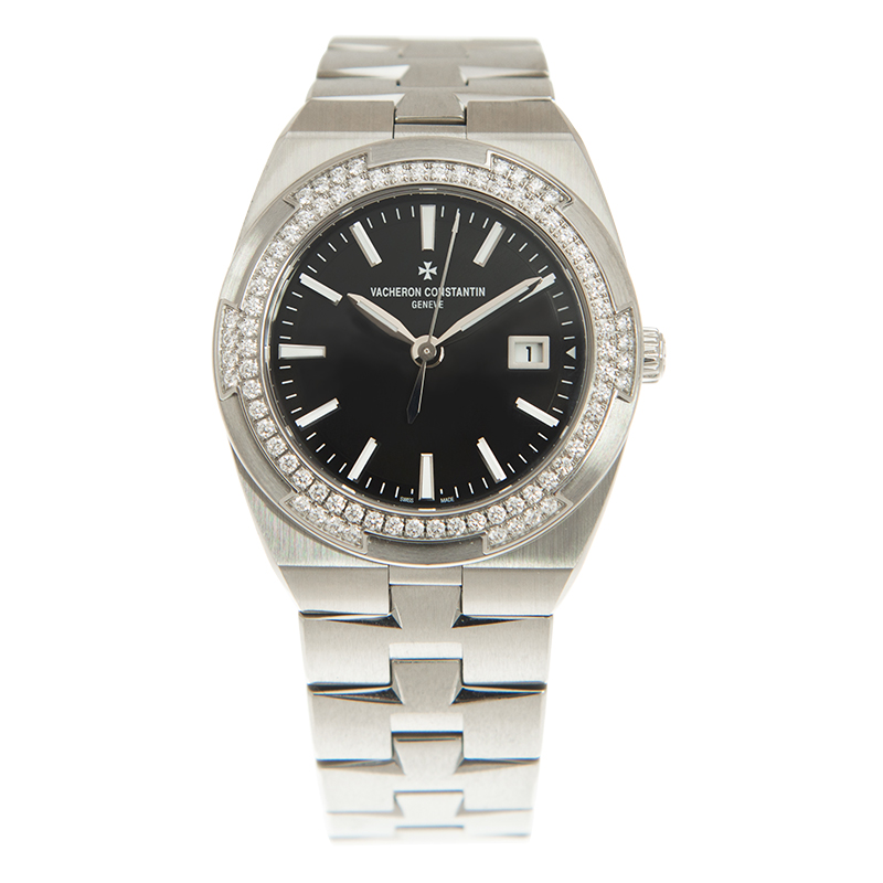 Overseas Quartz Steel Diamond Black Dial 33mm Product Image 1
