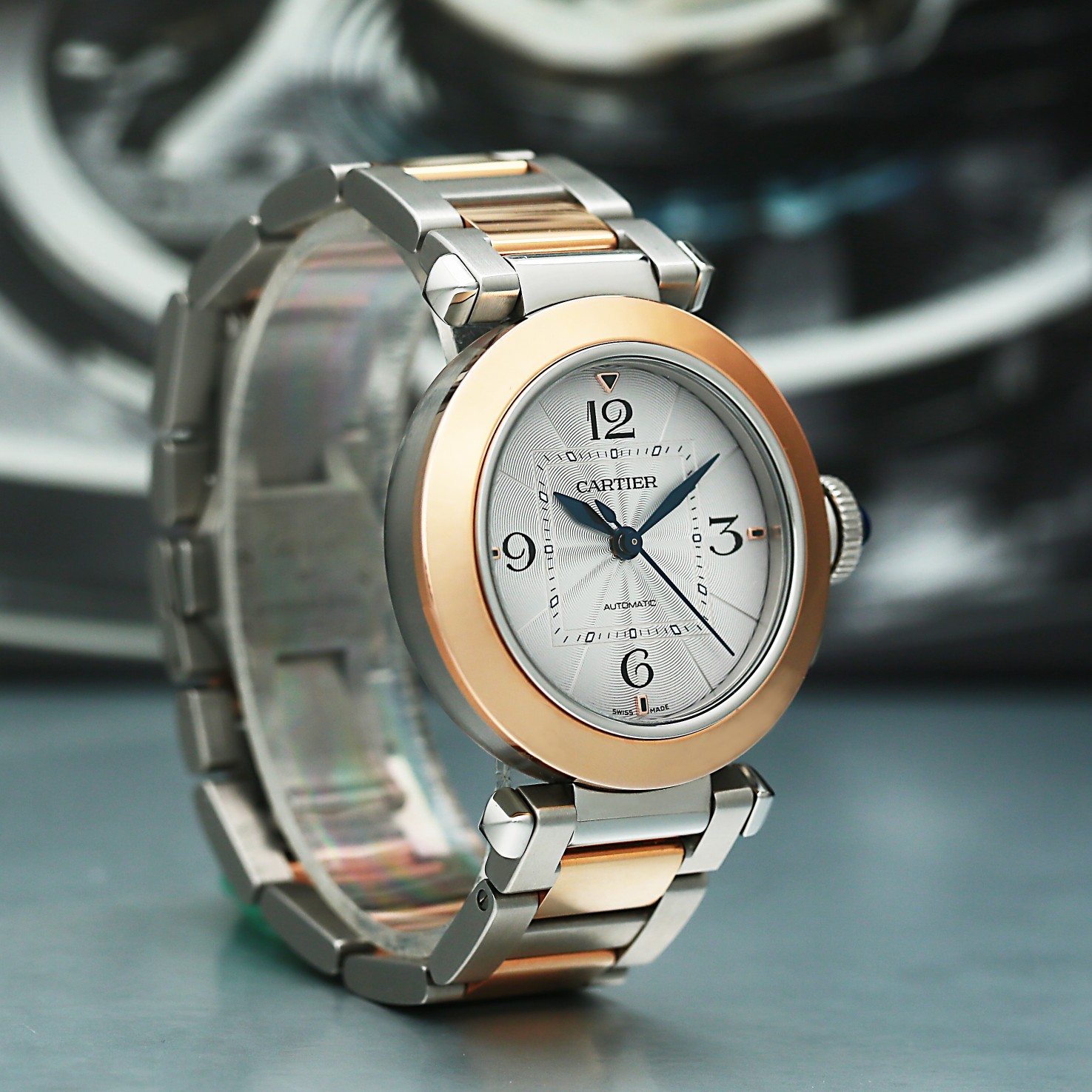 Pasha de Cartier Rose Gold & Steel Silver Dial 35mm Product Image 2