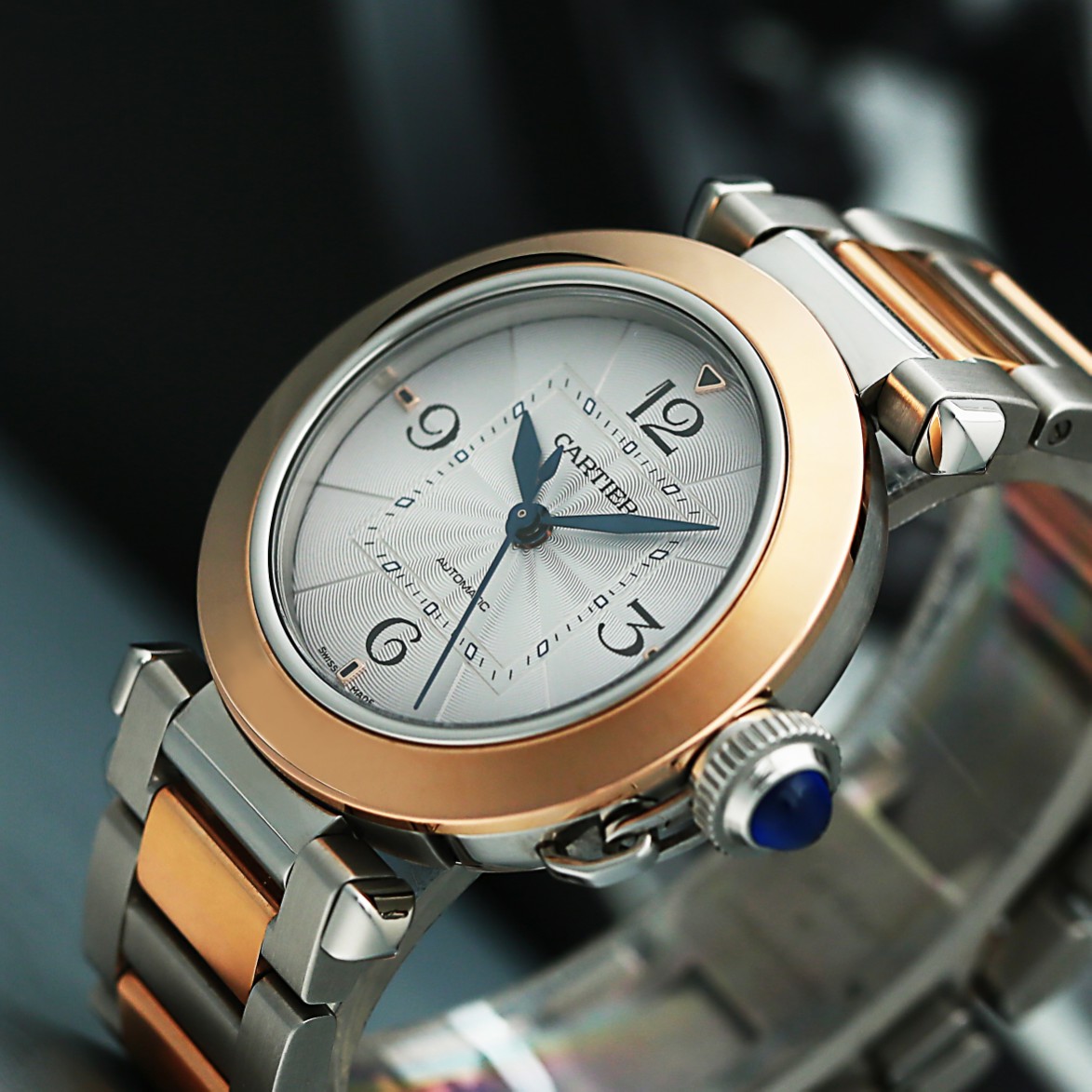 Pasha de Cartier Rose Gold & Steel Silver Dial 35mm Product Image 4