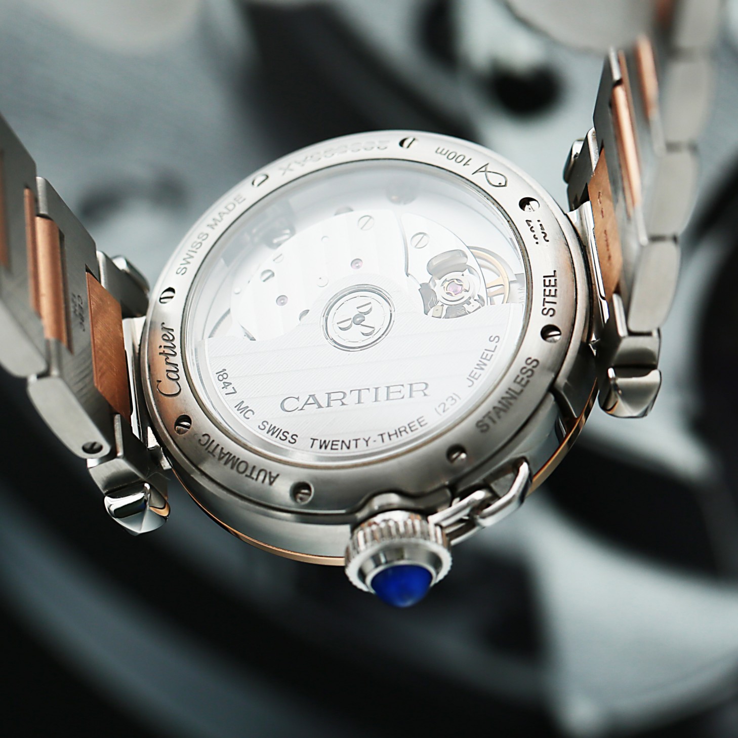 Pasha de Cartier Rose Gold & Steel Silver Dial 35mm Product Image 6