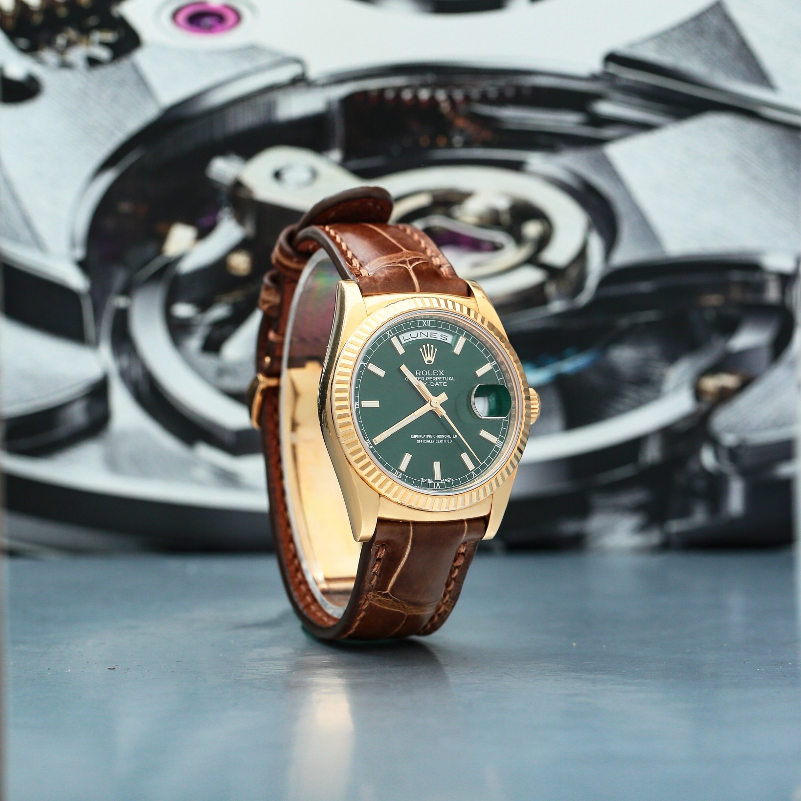Day Date Yellow Gold Green Dial 36mm Product Image 2