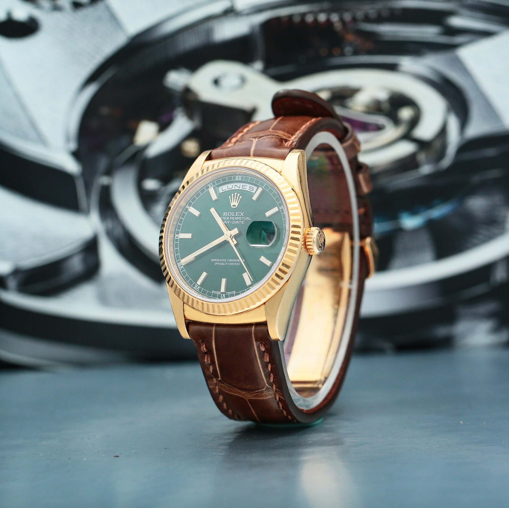 Day Date Yellow Gold Green Dial 36mm Product Image 3