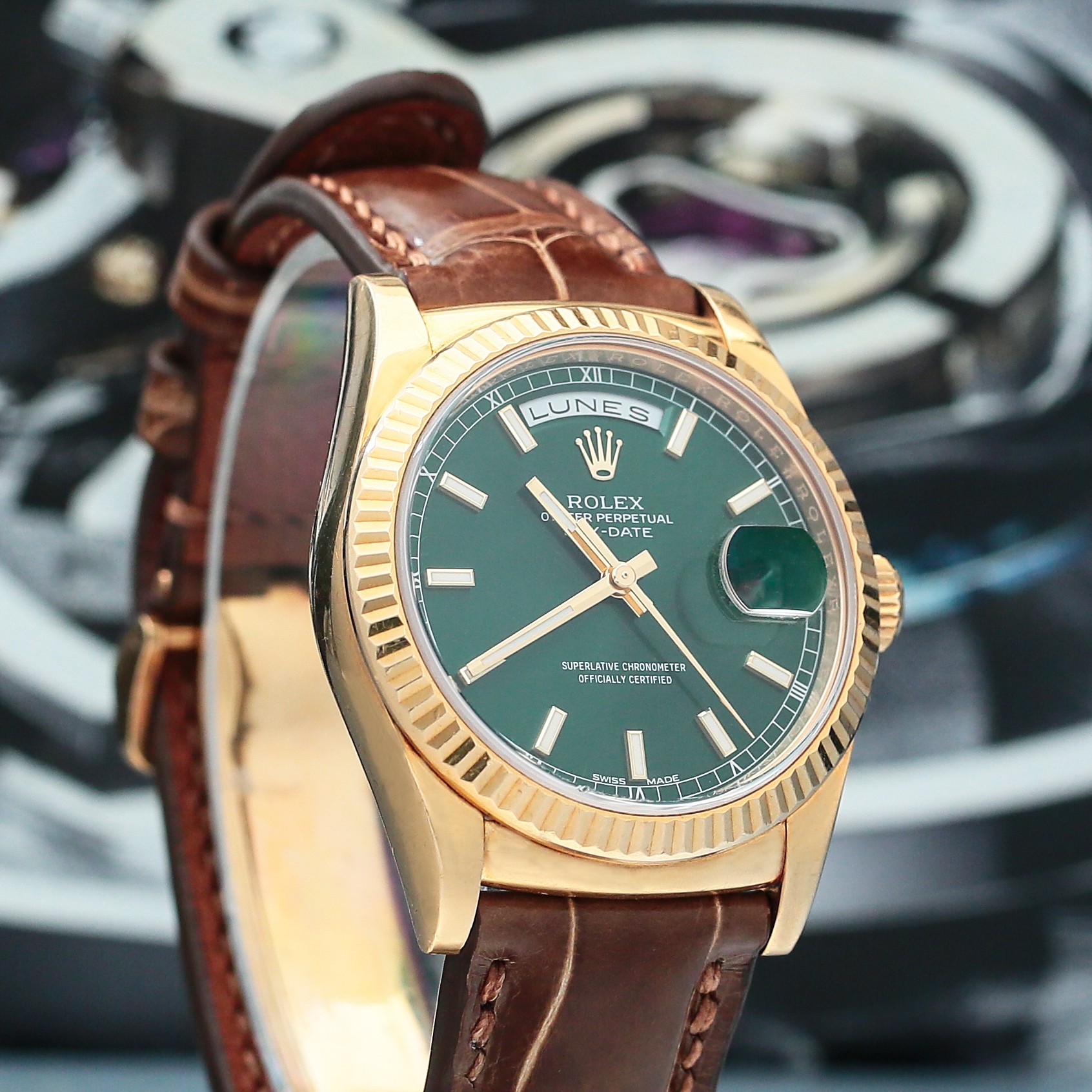 Day Date Yellow Gold Green Dial 36mm Product Image 4