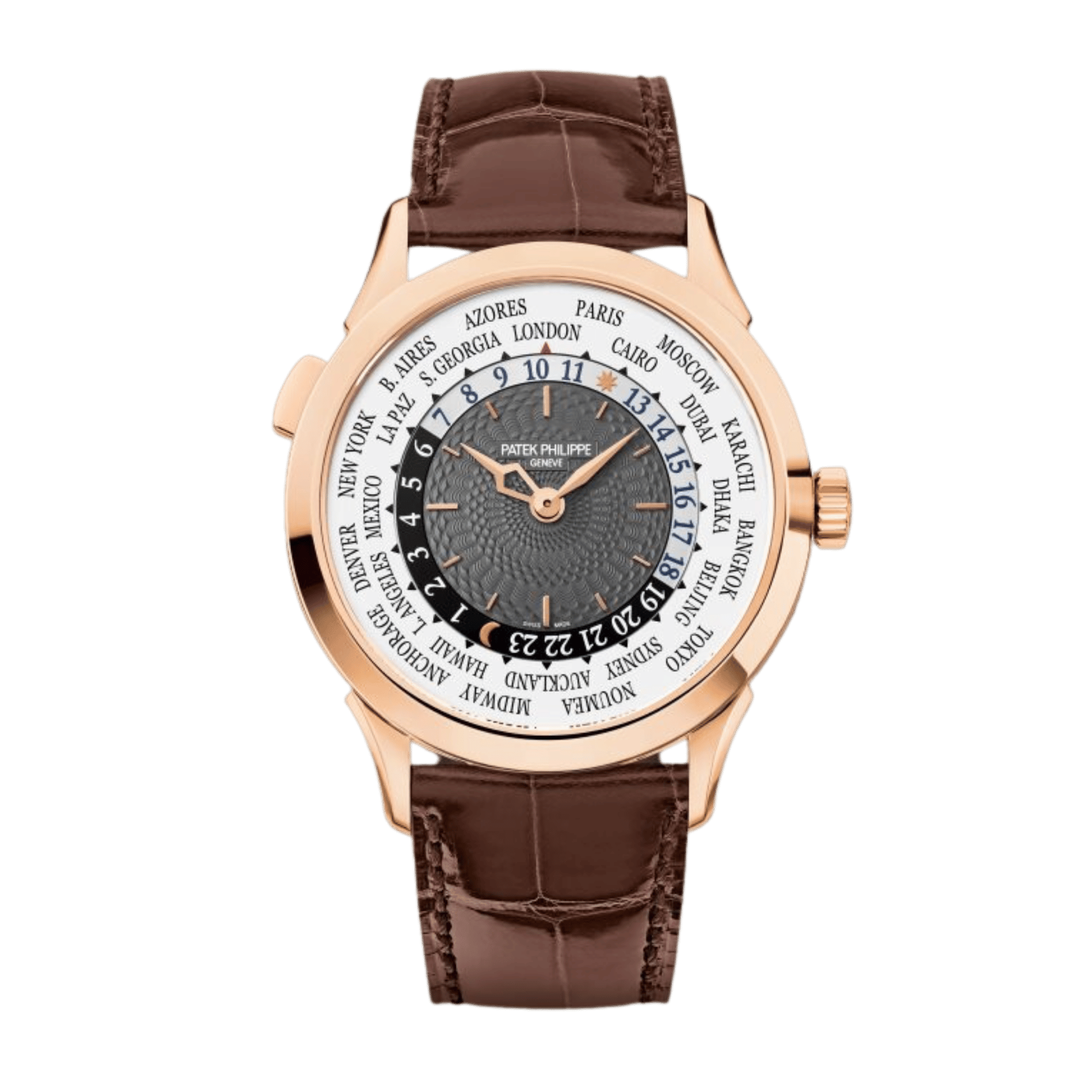 World Time Rose Gold Grey Dial 38mm Product Image