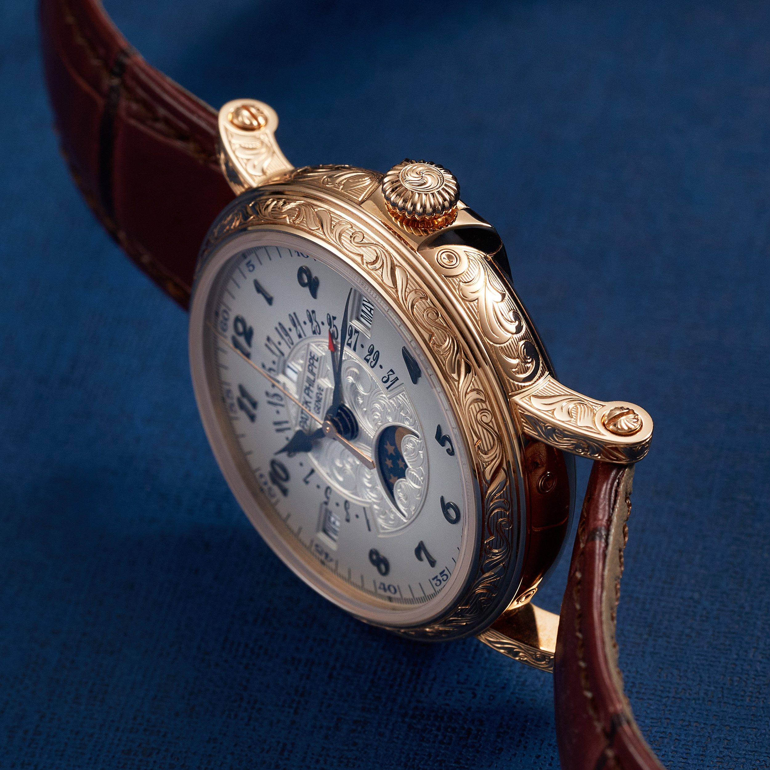 Retrograde Perpetual Calendar Rare Handcrafts Rose Gold White Dial 38mm Product Image