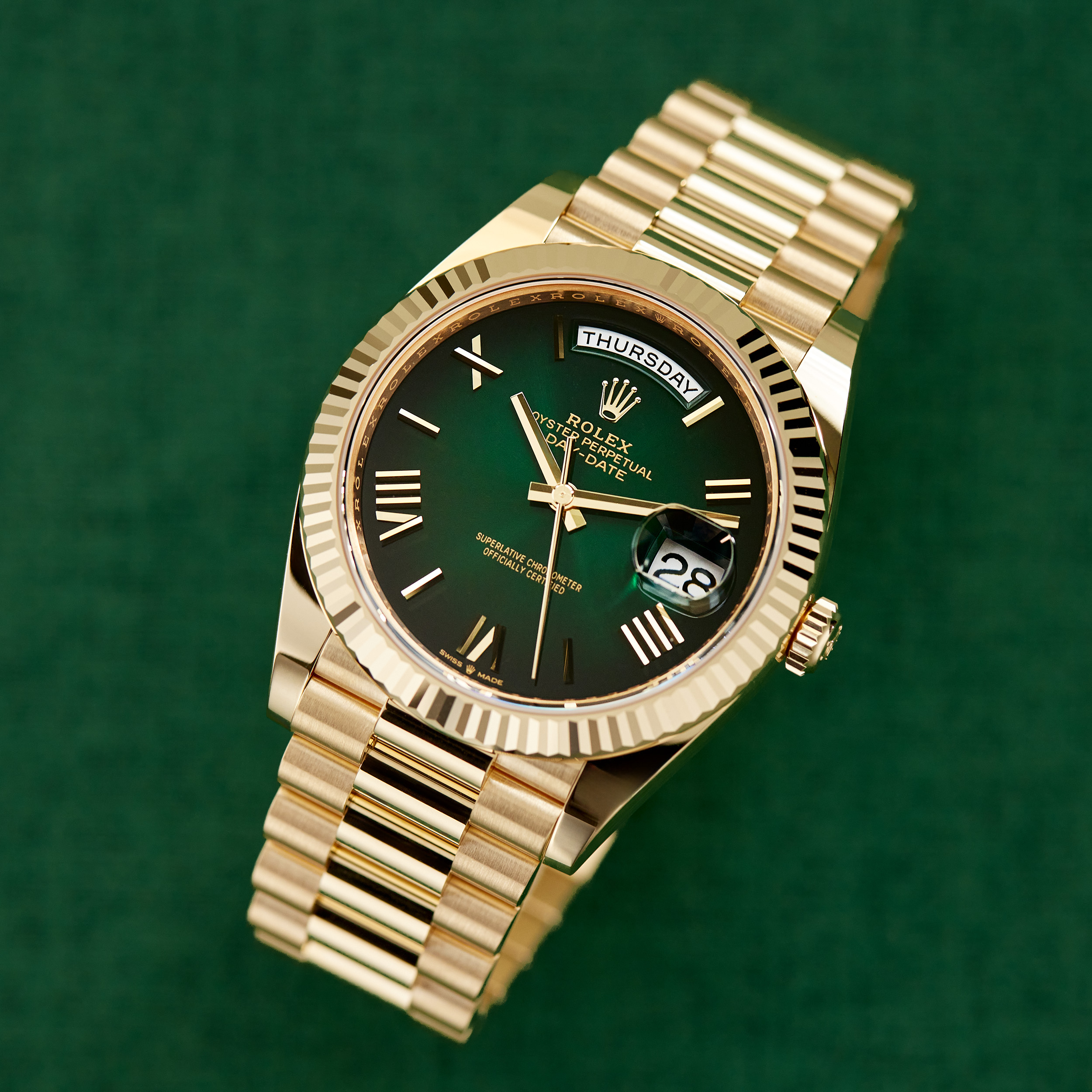 Day-Date Yellow Gold "Ombré" Green Dial Product Image 5