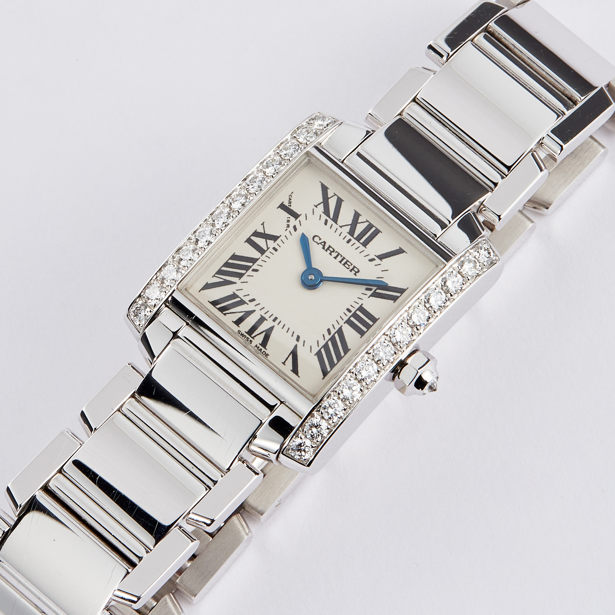 Vintage Tank Francaise White Gold Diamond White Dial 20mm Product Image 1