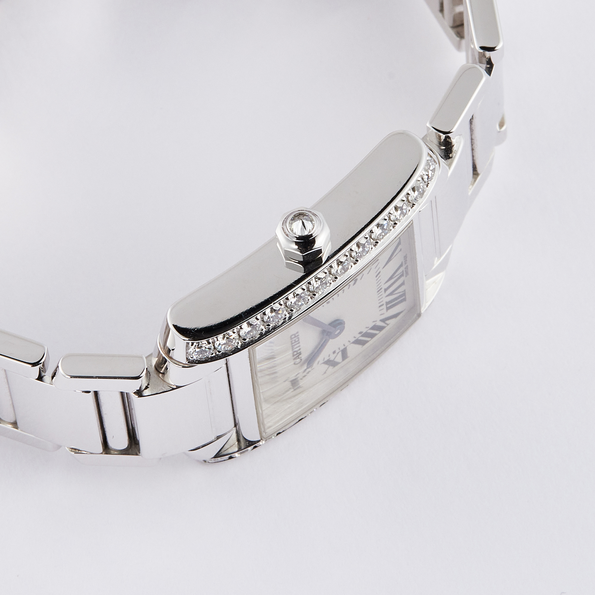 Vintage Tank Francaise White Gold Diamond White Dial 20mm Product Image 3