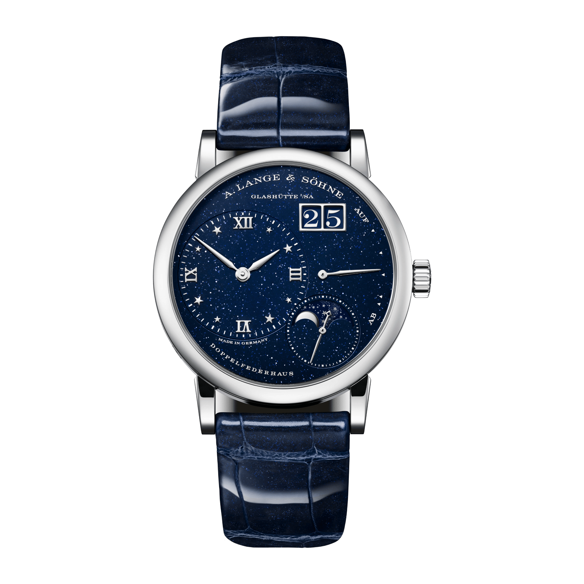 Lange 1 36 MoonpHAse White Gold Blue Dial Product Image