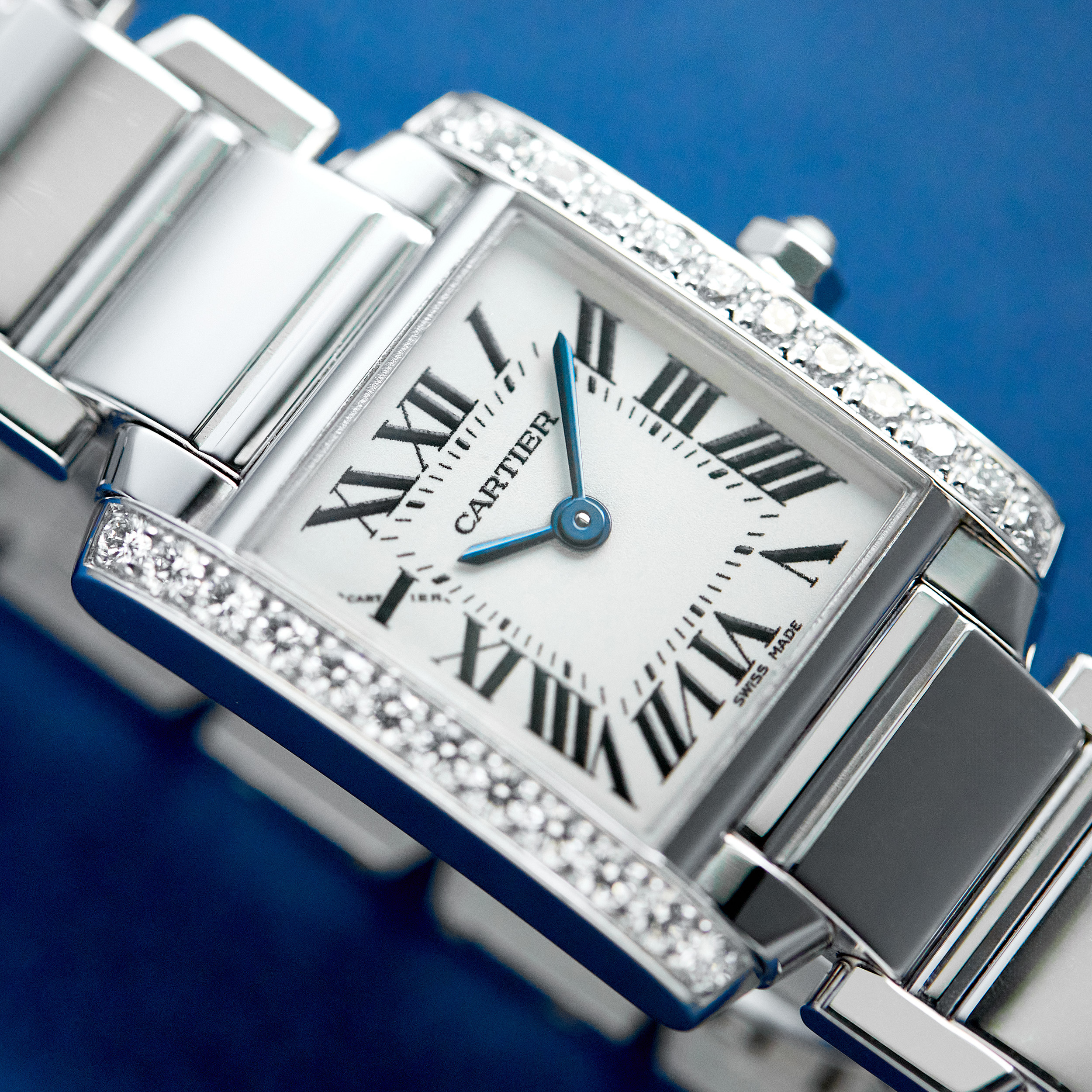 Vintage Tank Francaise White Gold Diamond White Dial 20mm Product Image 12