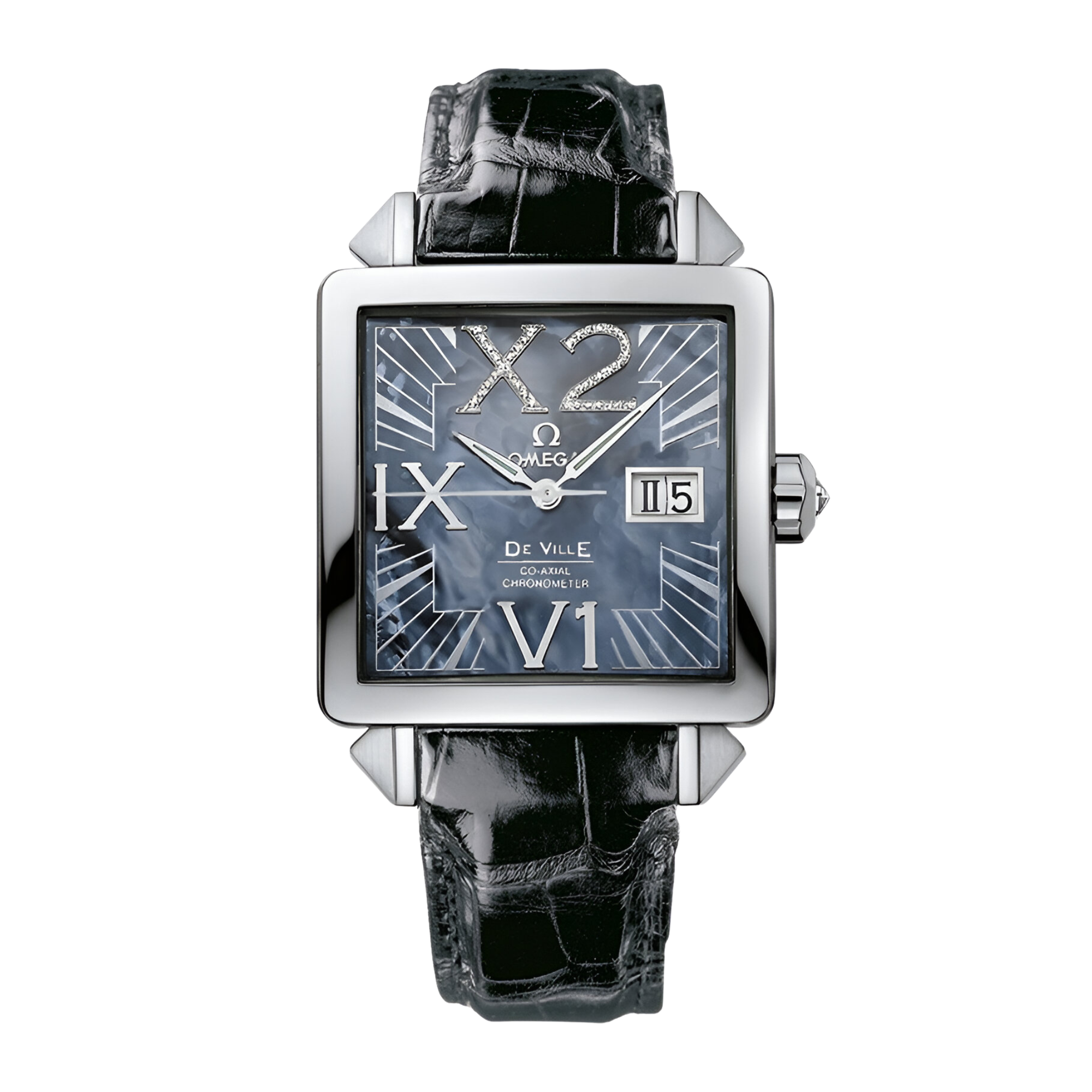 Omega De Ville Big Date Steel Blue Mother of Pearl Dial 35mm