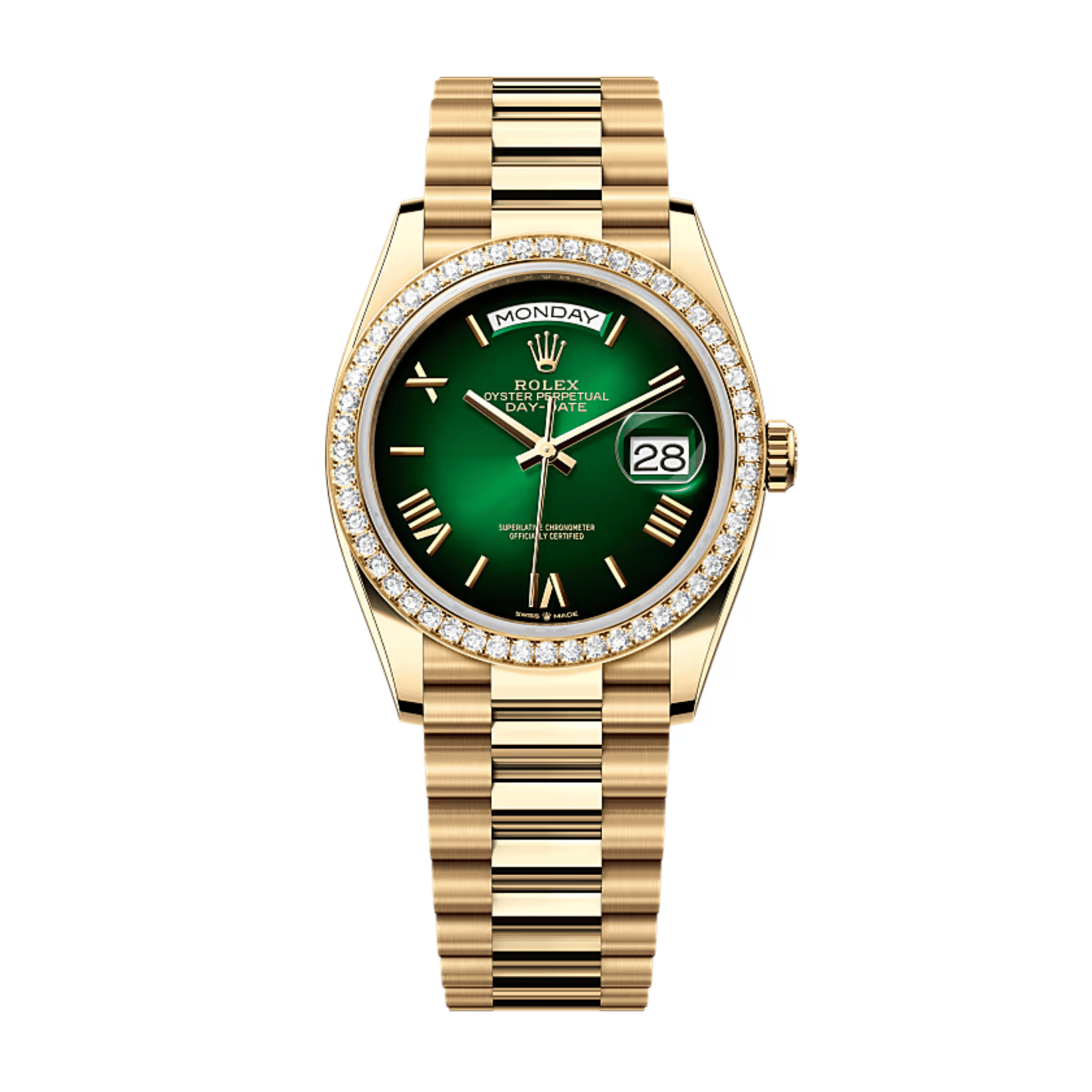 Day-Date Yellow Gold Diamond Green Ombré Dial 36mm Product Image