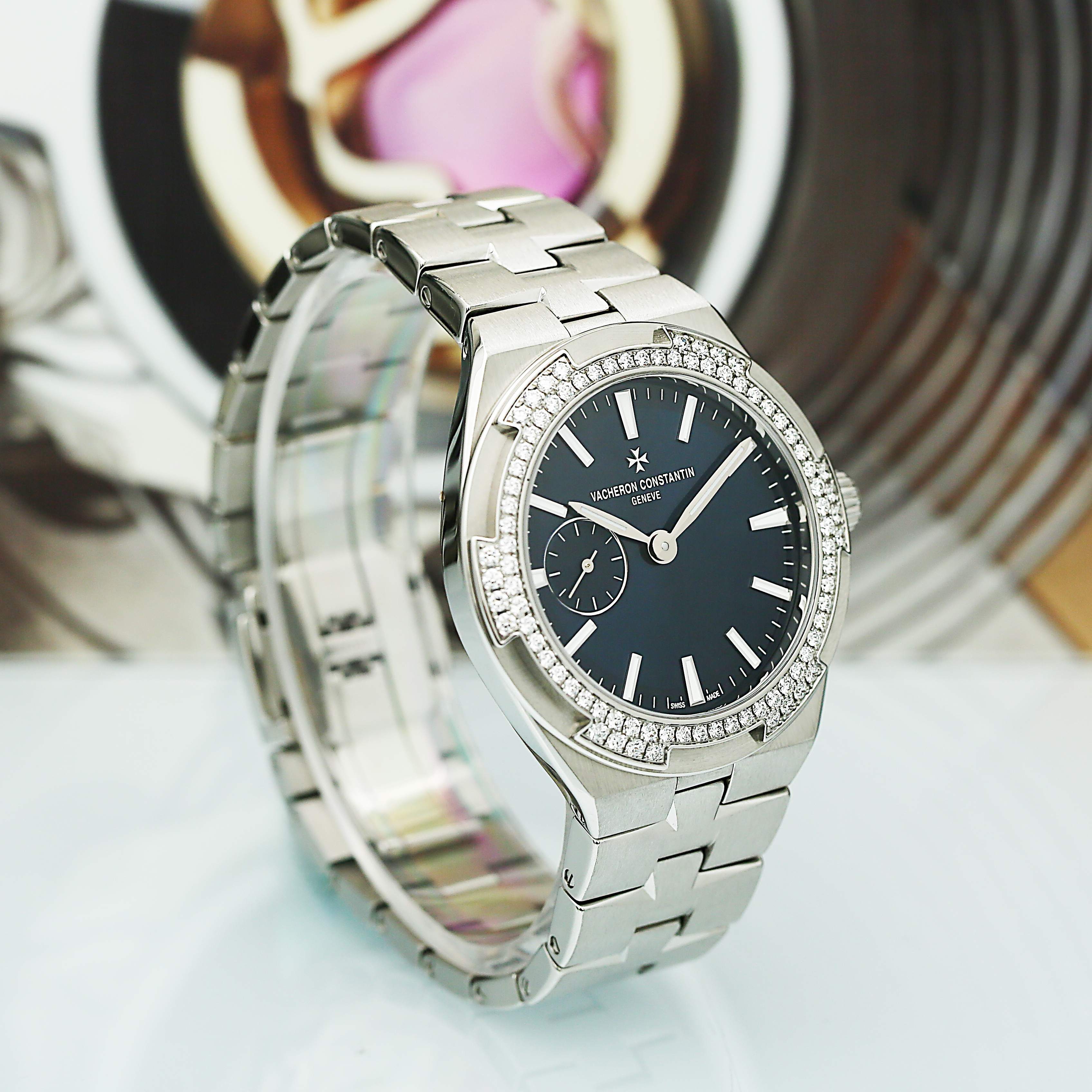 Overseas Steel Diamond Blue Dial 37mm Product Image 2
