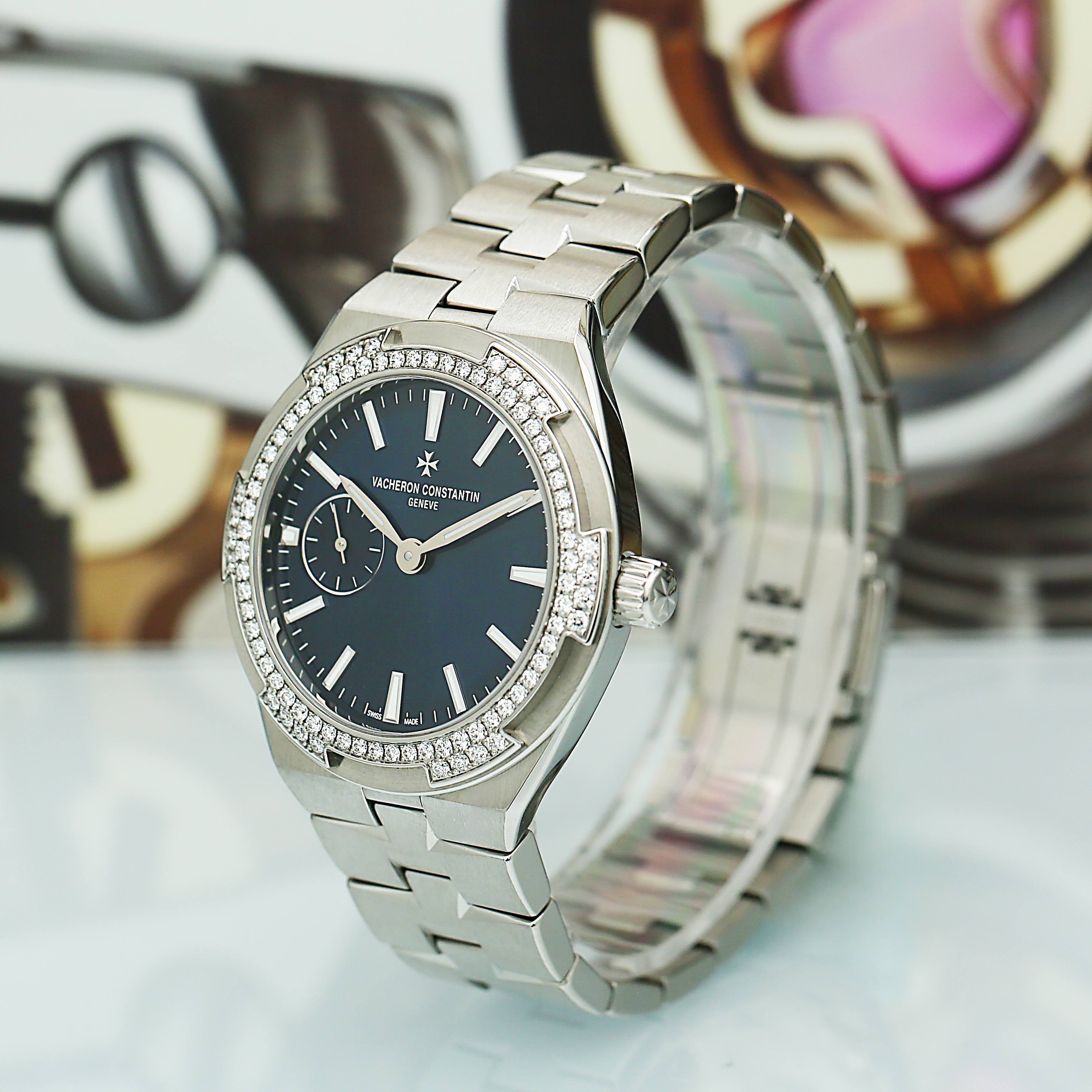 Overseas Steel Diamond Blue Dial 37mm Product Image 3