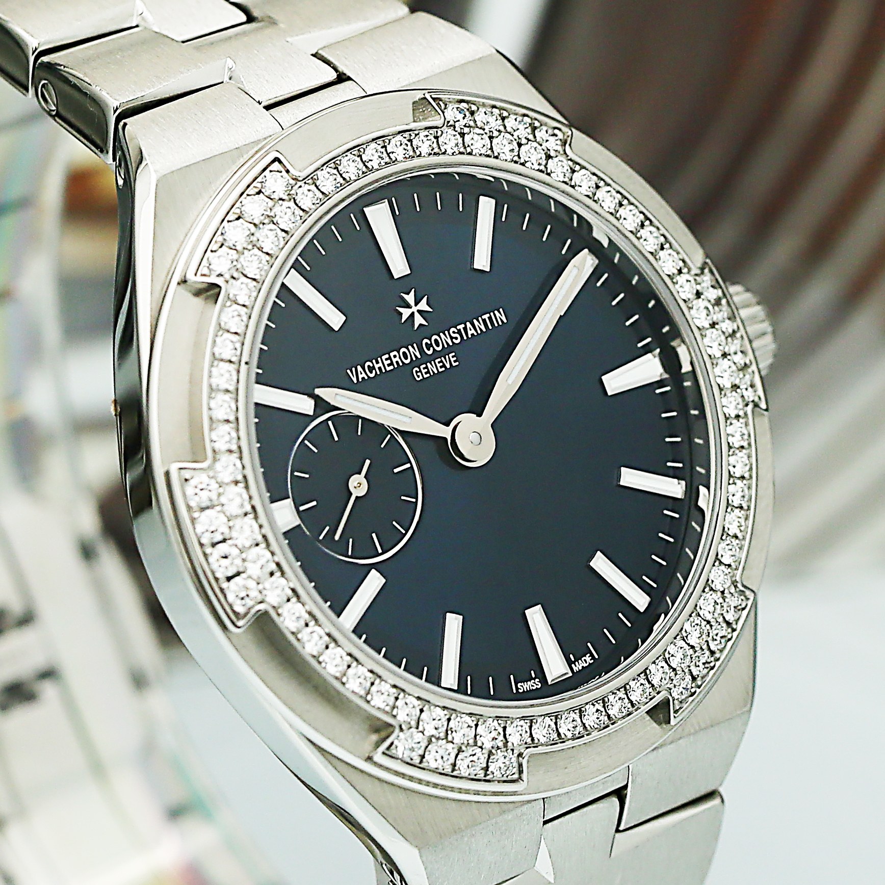 Overseas Steel Diamond Blue Dial 37mm Product Image 1