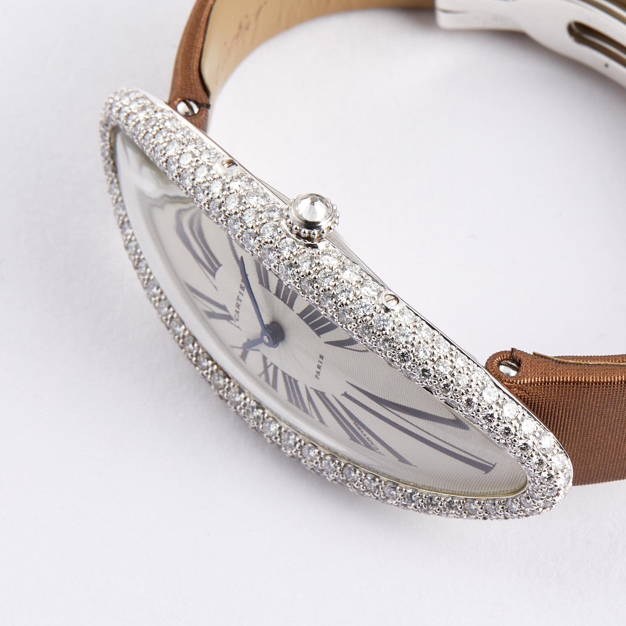 Vintage Baignoire Allongée White Gold Diamond Silver Dial 24mm Product Image 2