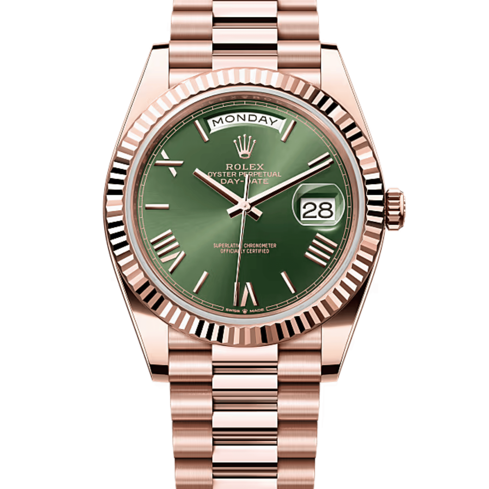 Day-Date Rose Gold Green Olive Dial 40mm Product Image 1
