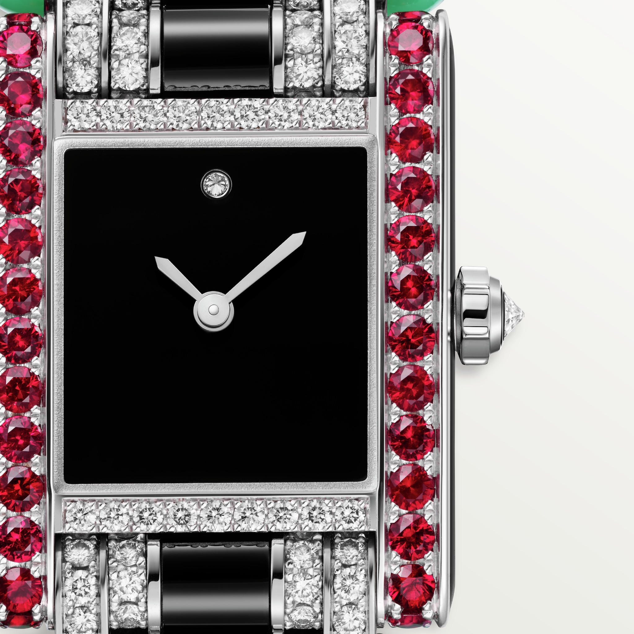 Tank Jewellery White Gold Diamond & Ruby Black Dial 24mm Product Image 1