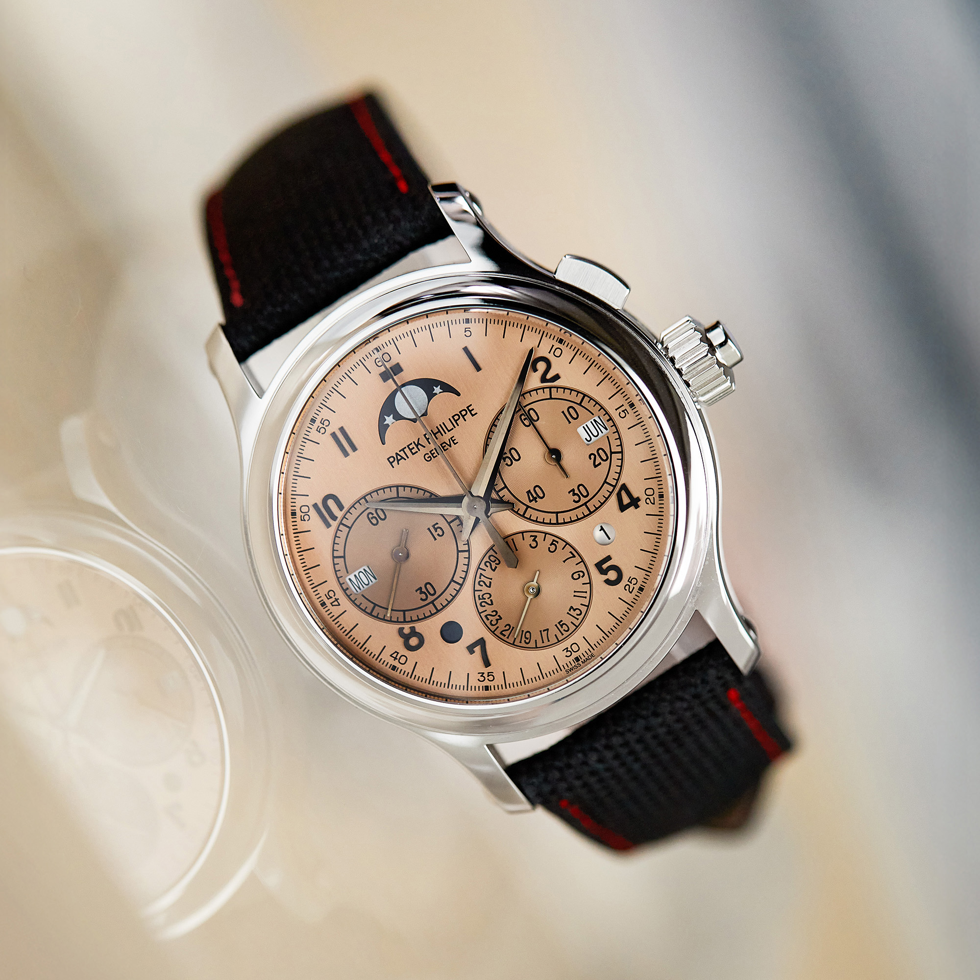 Perpetual Calendar Split-Second Monopusher Chronograph Platinum Salmon Dial 38mm Product Image