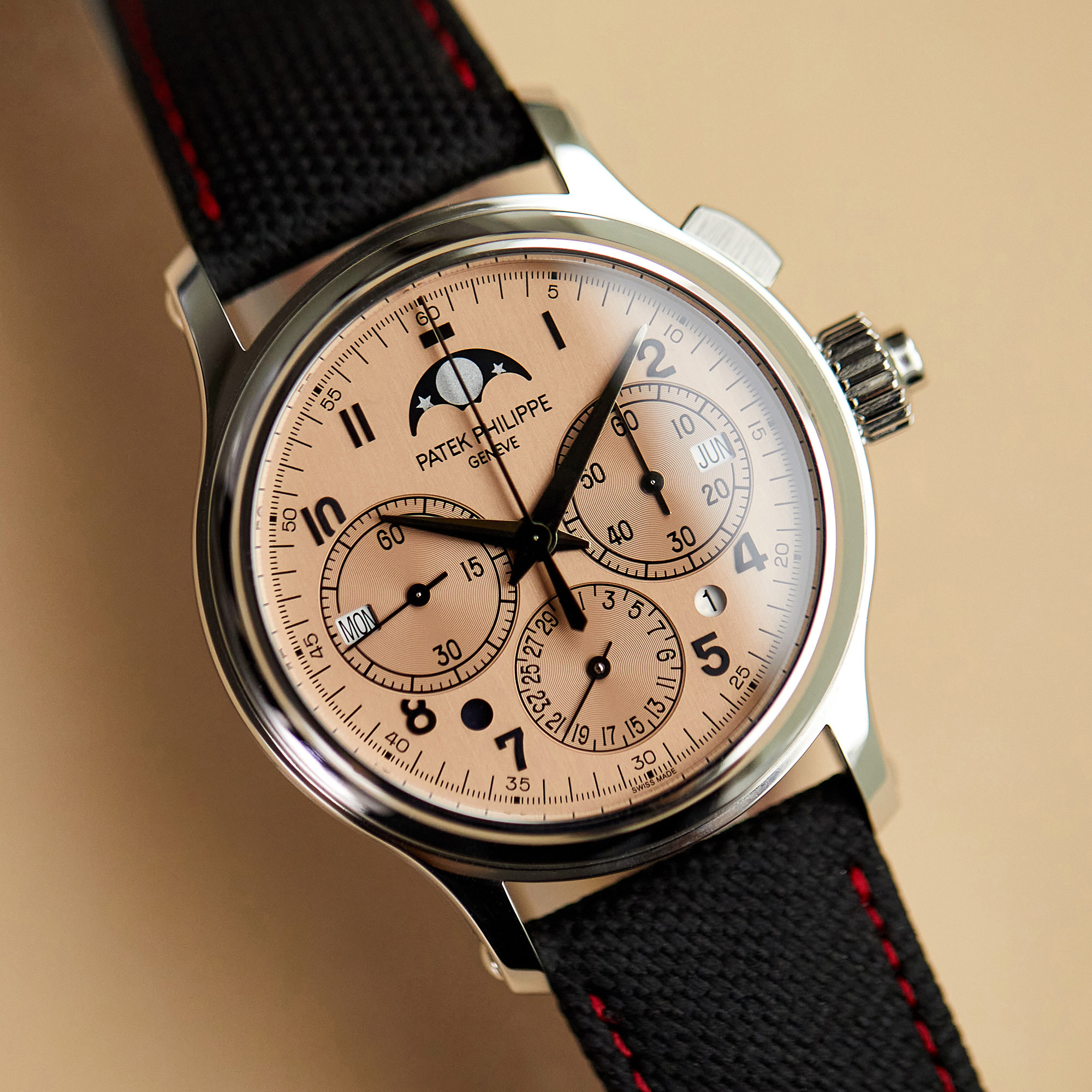 Perpetual Calendar Split-Second Monopusher Chronograph Platinum Salmon Dial 38mm Product Image