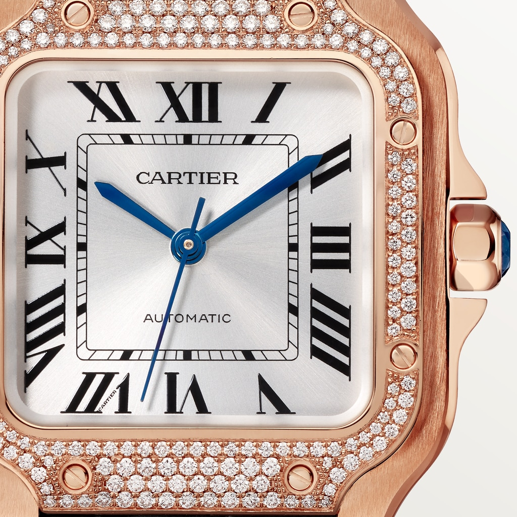 Santos de Cartier Rose Gold Diamond Silver Dial 35mm Product Image 1