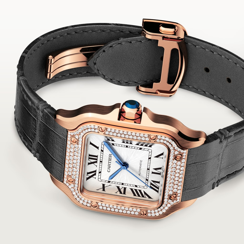 Santos de Cartier Rose Gold Diamond Silver Dial 35mm Product Image 3