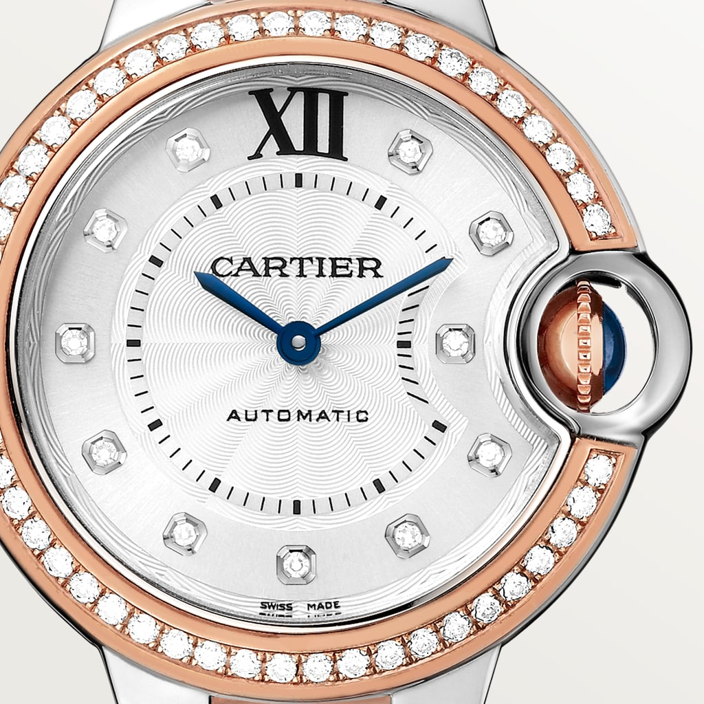 Ballon Bleu de Cartier Rose Gold & Steel Diamond Silver Dial 33mm Product Image 1