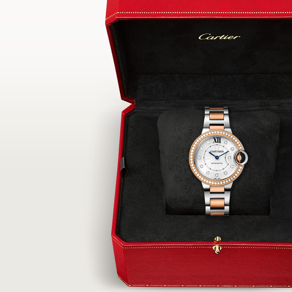 Ballon Bleu de Cartier Rose Gold & Steel Diamond Silver Dial 33mm Product Image 6