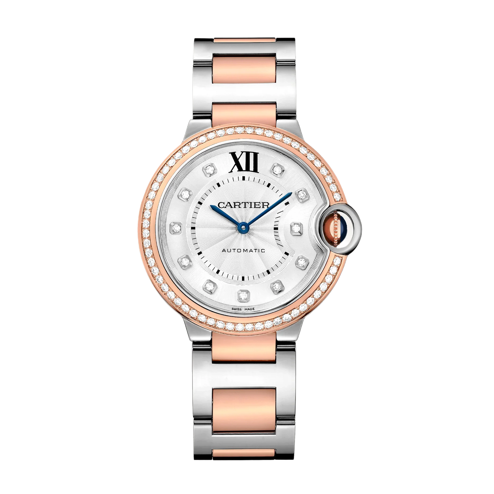 Ballon Bleu de Cartier Rose Gold & Steel Diamond Silver Dial 36mm Product Image