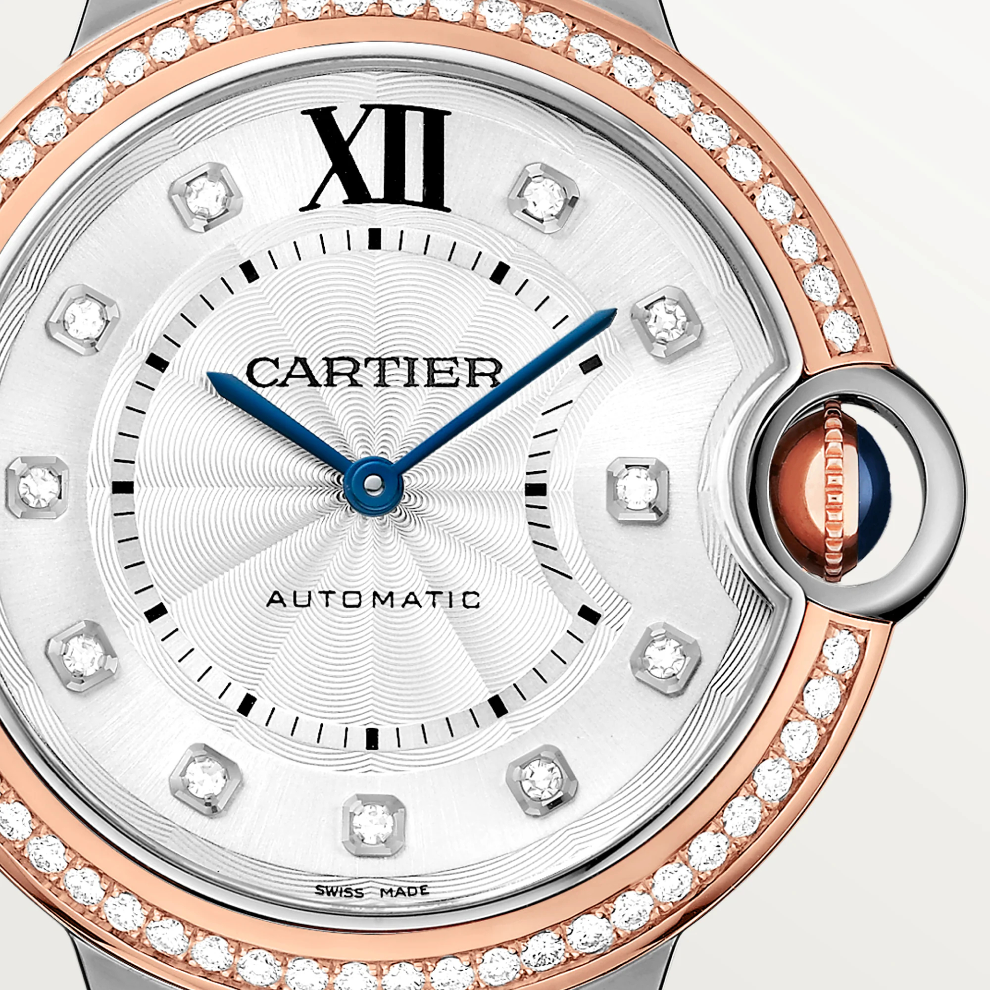 Ballon Bleu de Cartier Rose Gold & Steel Diamond Silver Dial 36mm Product Image 1