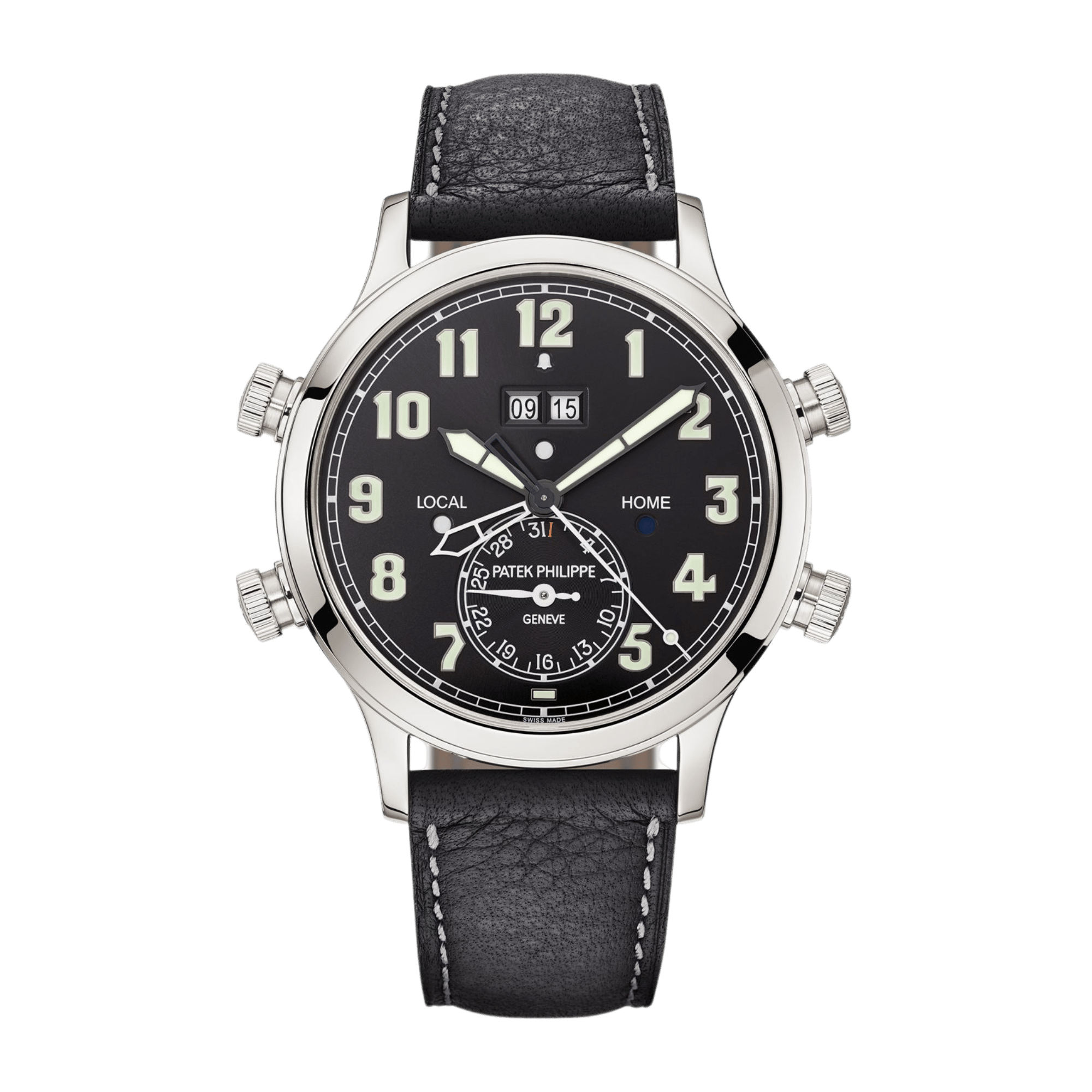 Calatrava Pilot Travel Time Alarm Platinum Black Dial 42mm Product Image