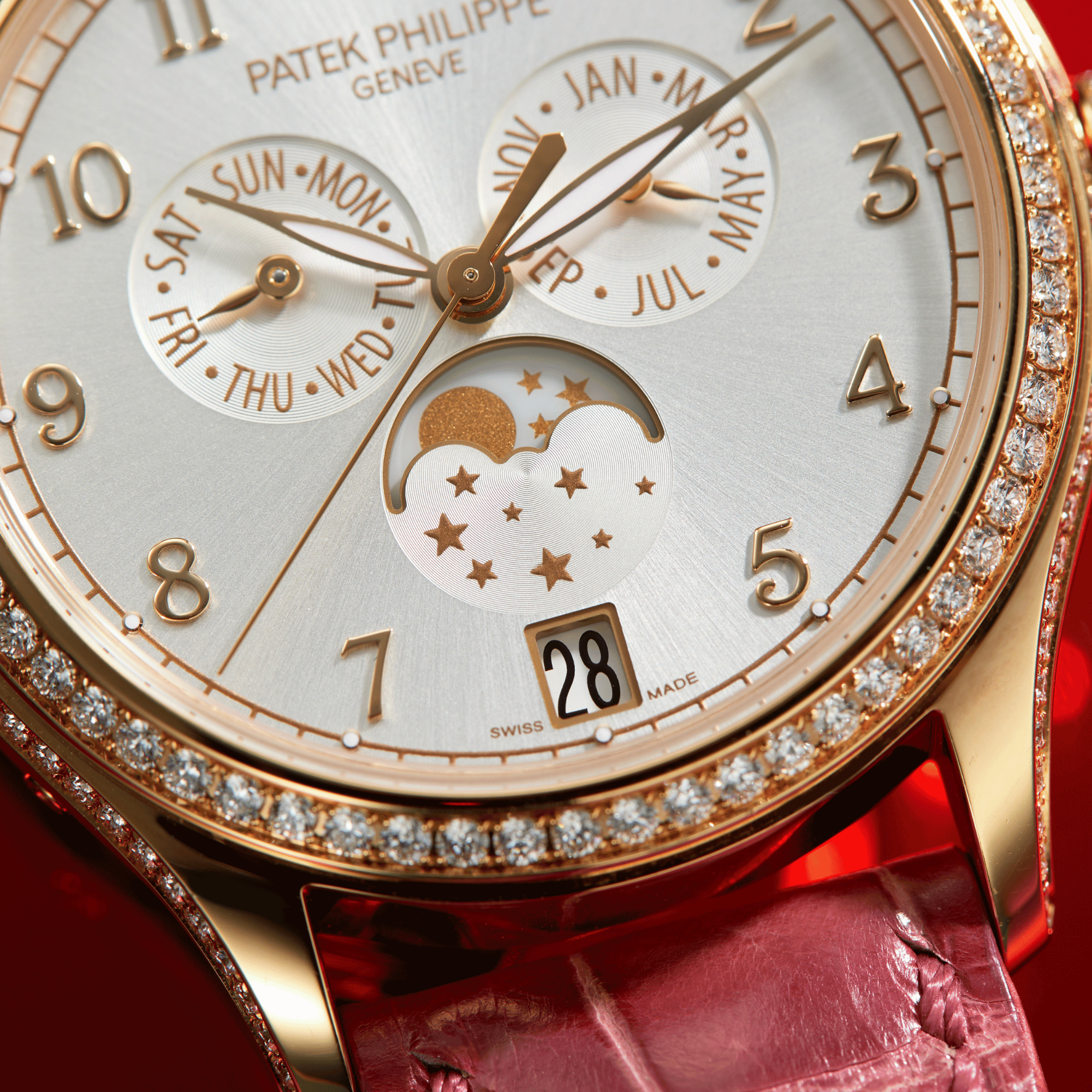 Annual Calendar Rose Gold Diamond Silver Dial 38mm Product Image