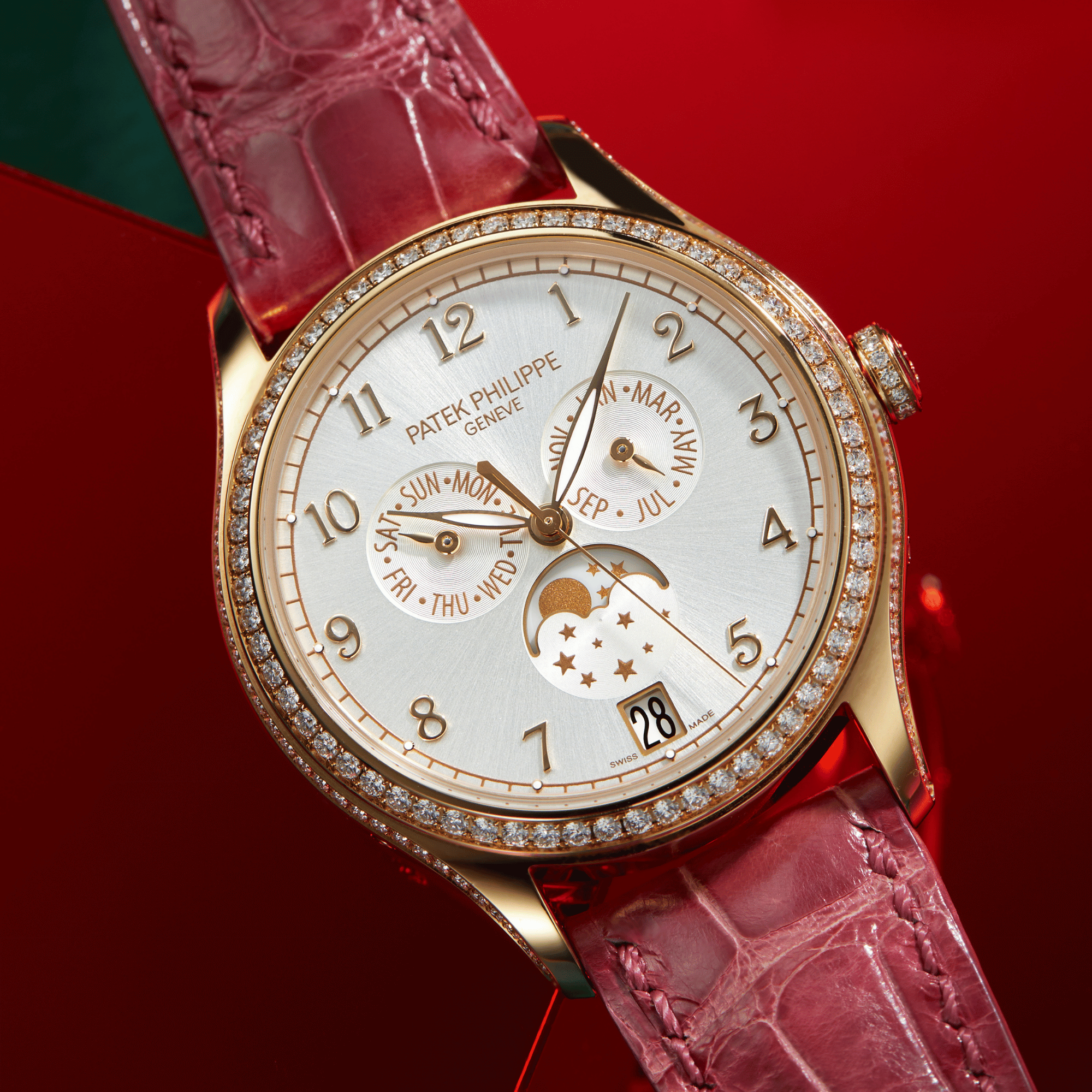 Annual Calendar Rose Gold Diamond Silver Dial 38mm Product Image