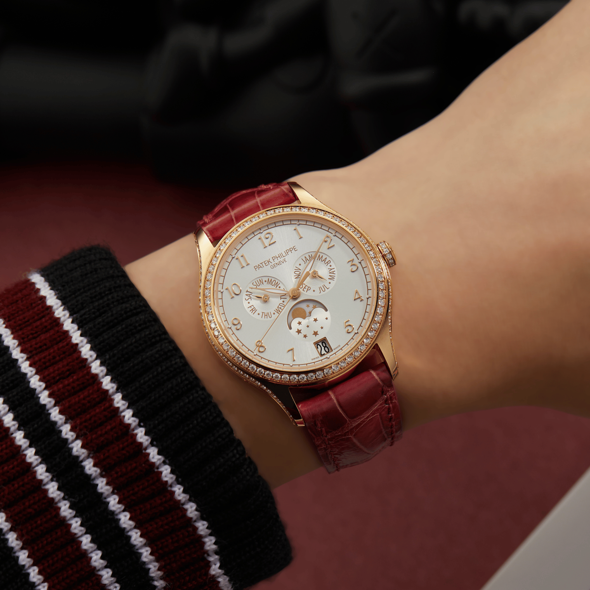 Annual Calendar Rose Gold Diamond Silver Dial 38mm Product Image